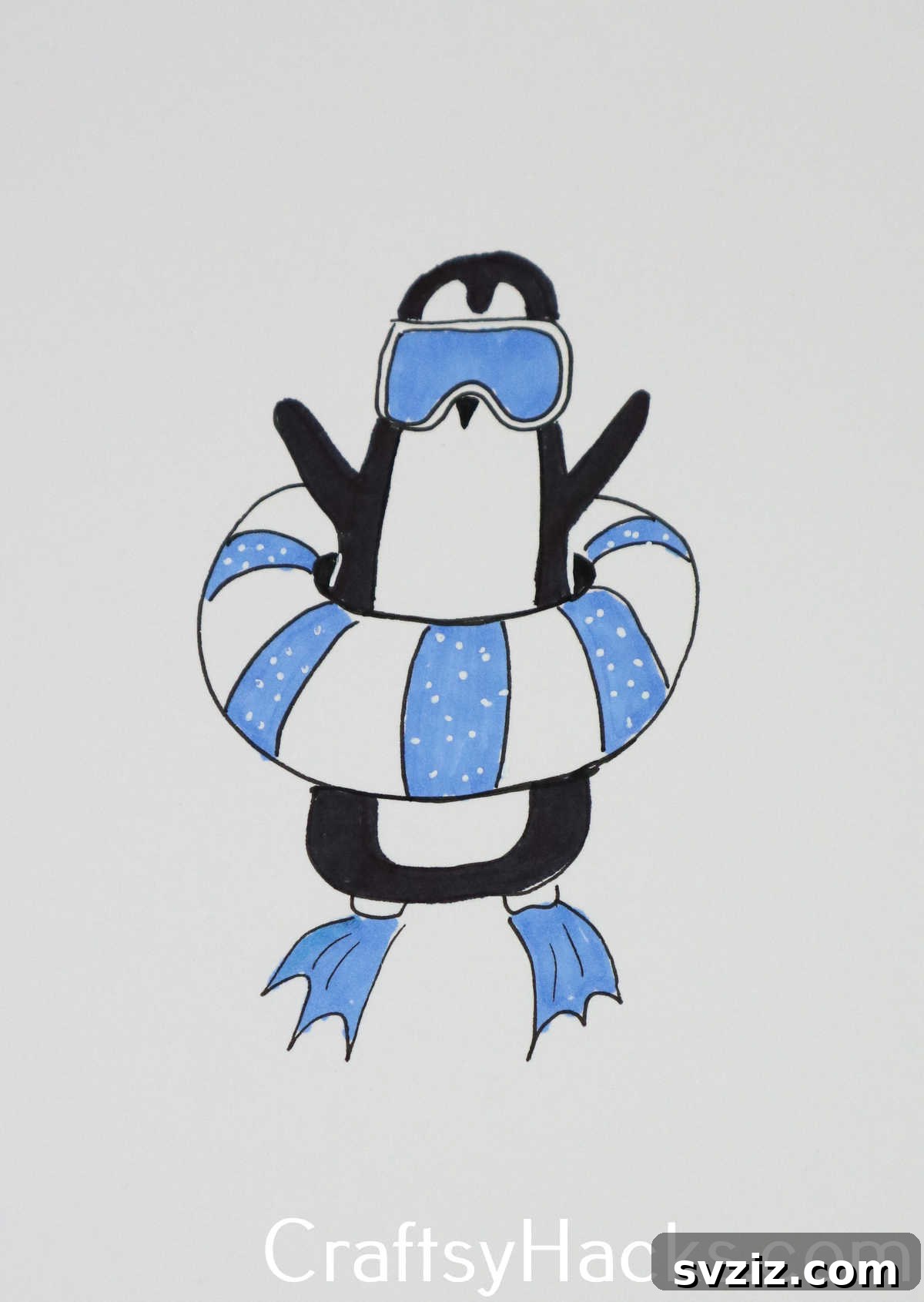 27 Whimsical Doodles to Ignite Your Imagination 14 A joyful penguin doodle going for a dip, reminiscent of a polar plunge.