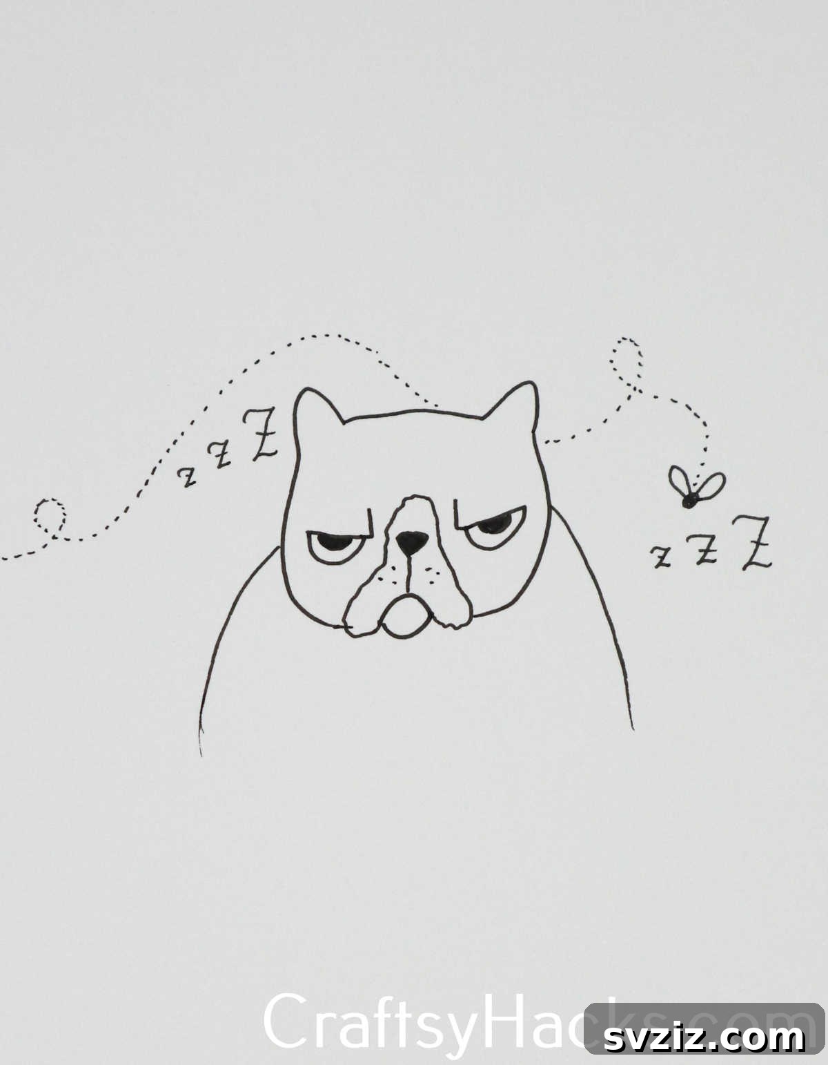 27 Whimsical Doodles to Ignite Your Imagination 16 A serious buzzing bulldog doodle, capturing a distinct expression and character.