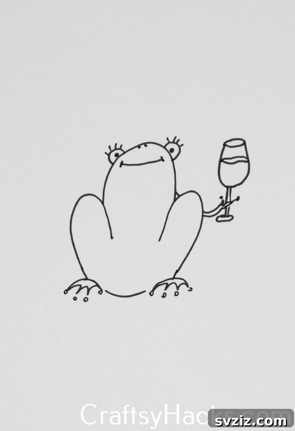 27 Whimsical Doodles to Ignite Your Imagination 24 A sophisticated frog doodle enjoying a glass of wine, a humorous adult-themed drawing.