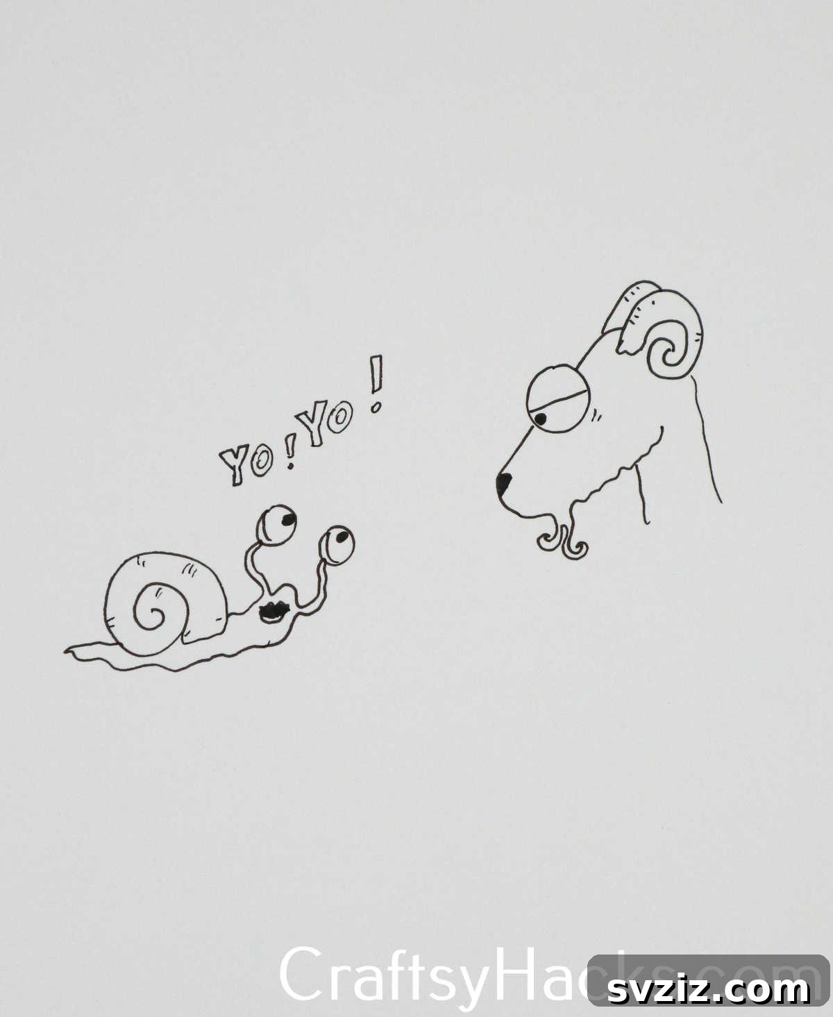 27 Whimsical Doodles to Ignite Your Imagination 28 A friendly goat doodle interacting with a snail, creating a unique character encounter.