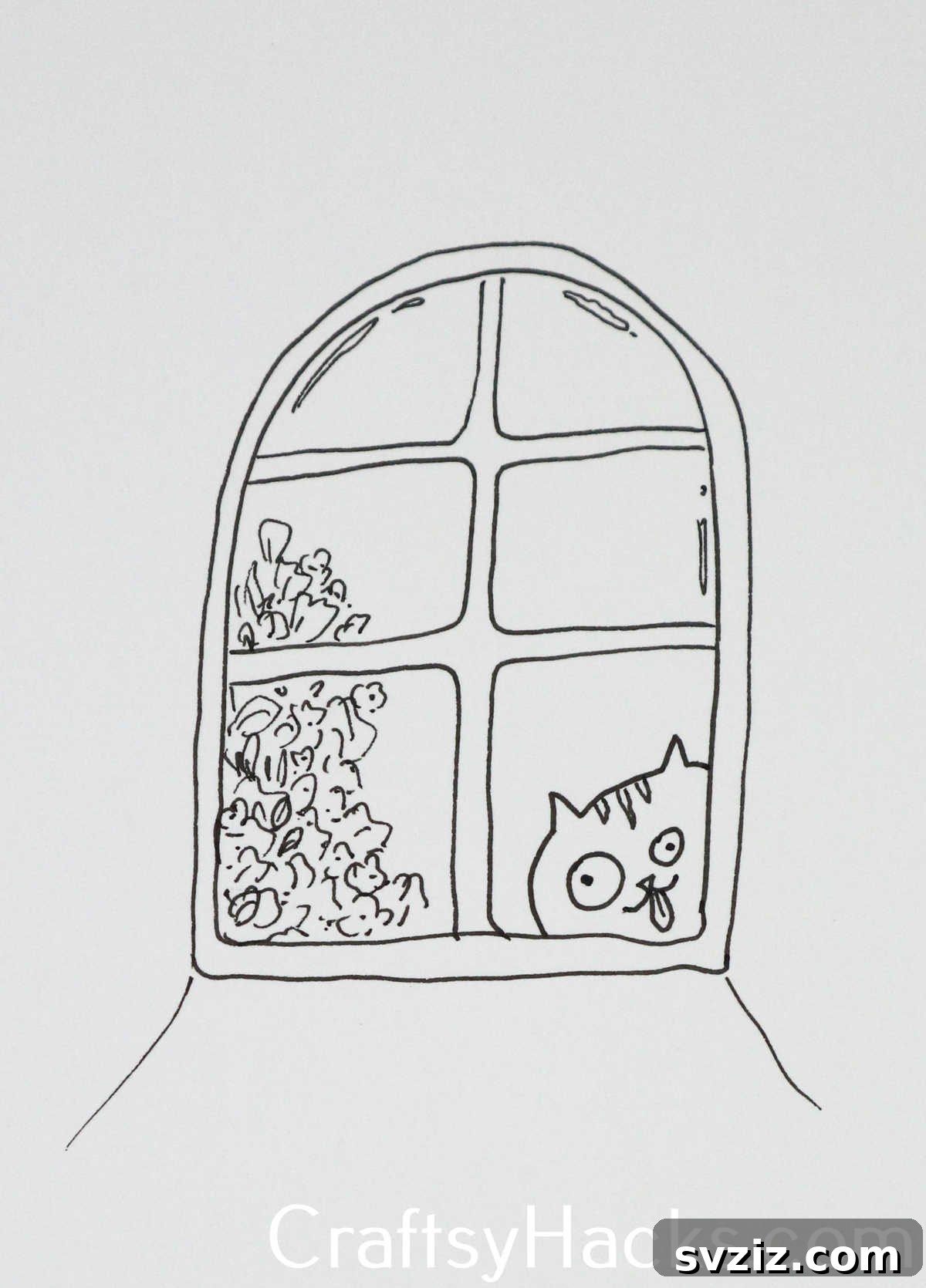 27 Whimsical Doodles to Ignite Your Imagination 5 A goofy, curious cat peeking into the frame, a cute animal doodle idea.
