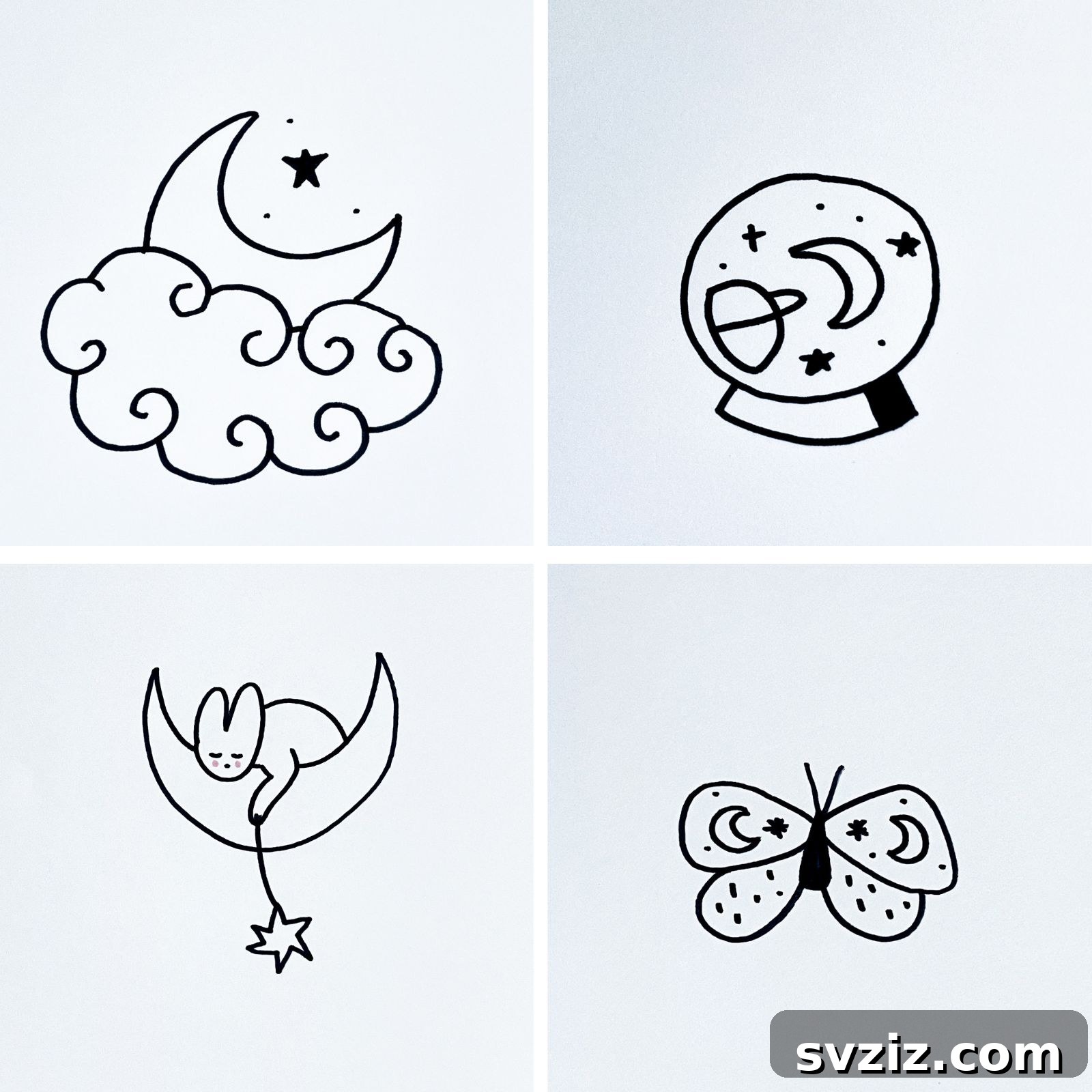 31 Simple Lunar Sketch Prompts 2 moon drawing ideas