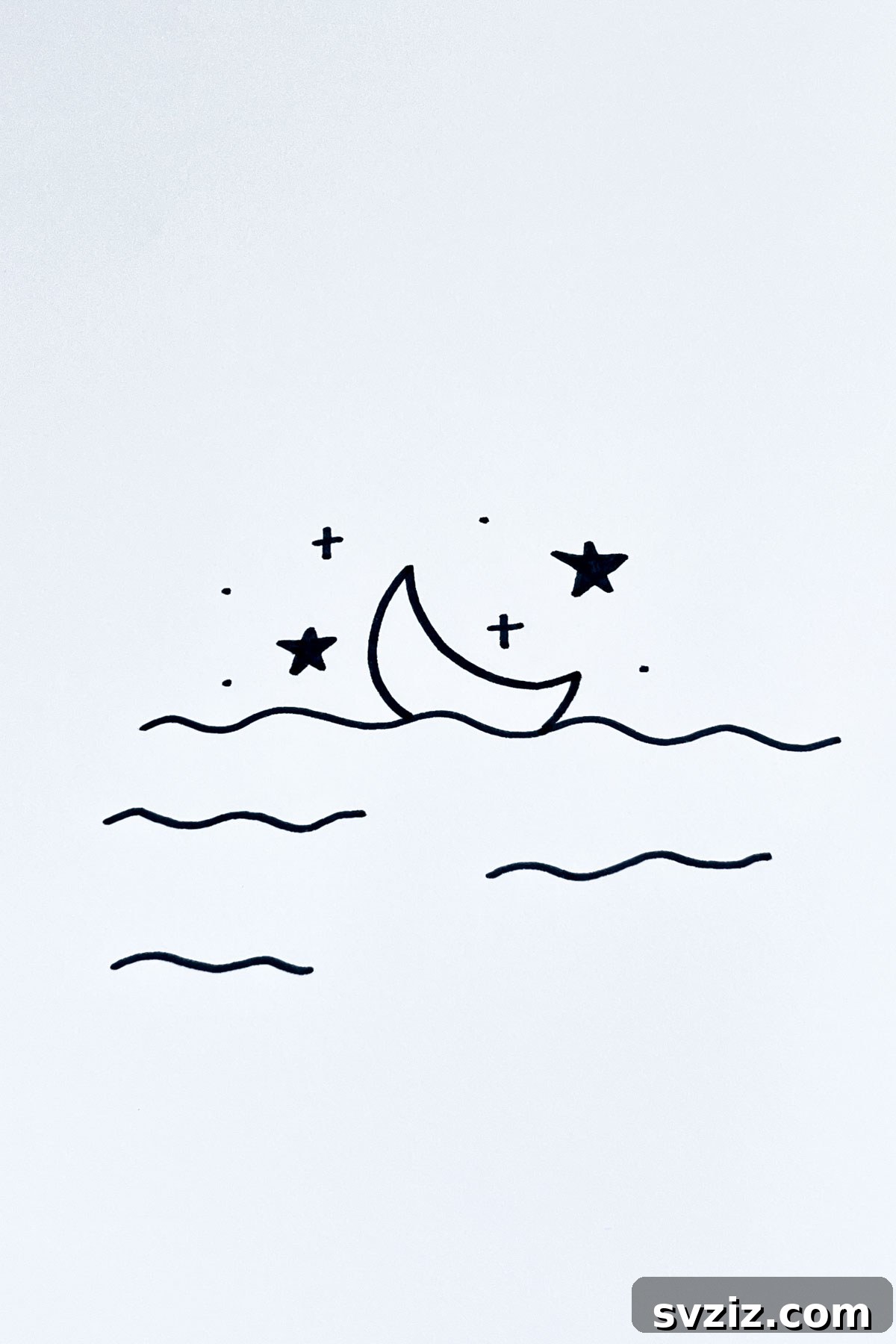 31 Simple Lunar Sketch Prompts 18 night sky over the ocean moon drawing