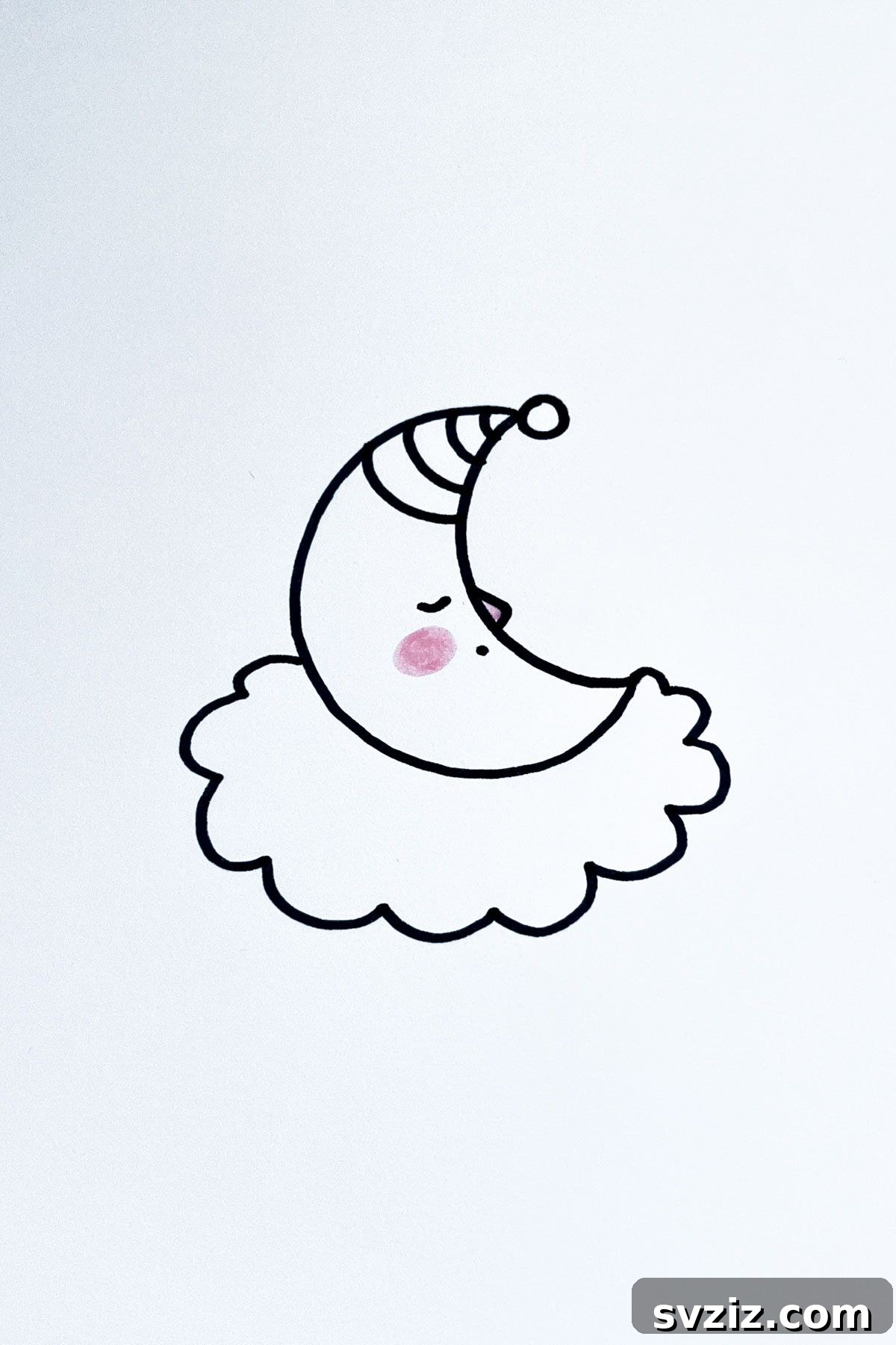 31 Simple Lunar Sketch Prompts 27 sleepy moon drawing