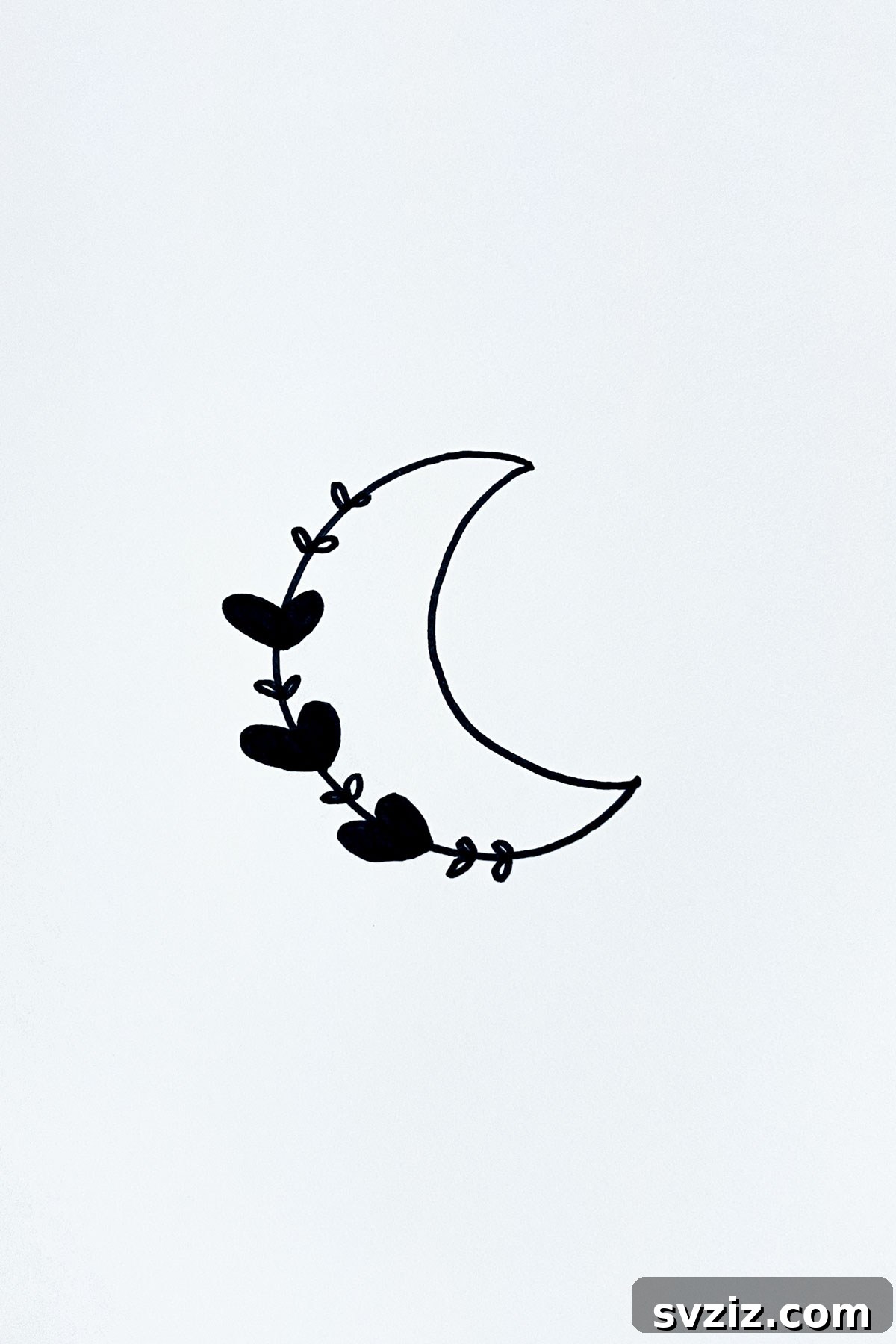 31 Simple Lunar Sketch Prompts 29 heart leaves moon drawing