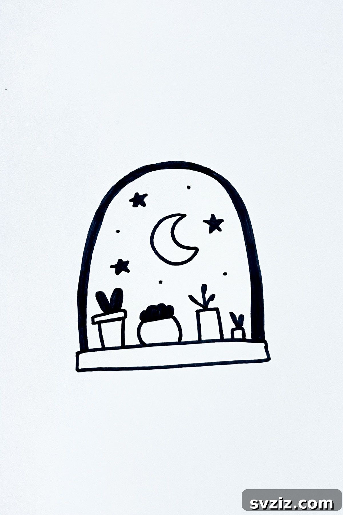 31 Simple Lunar Sketch Prompts 30 crescent window moon drawing