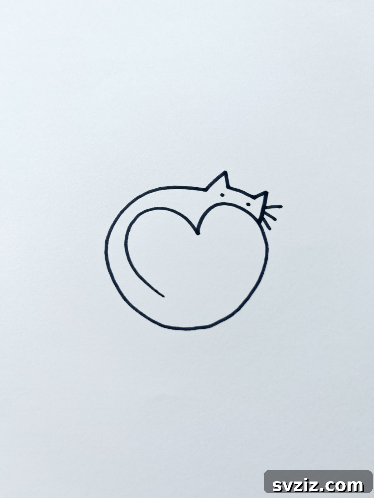 A cute cat drawing adorned with heart shapes, showcasing affection for pets.