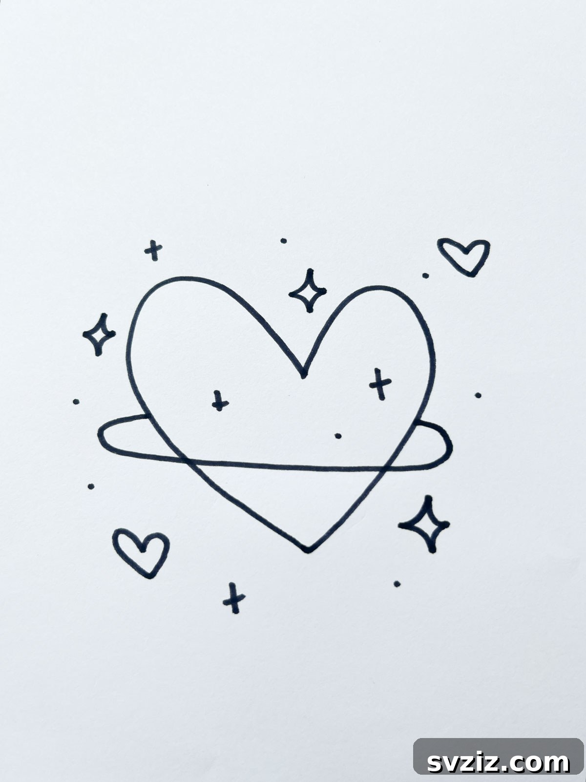 A whimsical drawing of a planet shaped like a heart, symbolizing a world full of love and affection.