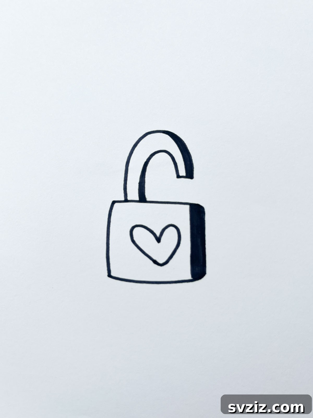 A sturdy lock drawing with a heart-shaped keyhole, symbolizing unbreakable love and commitment.