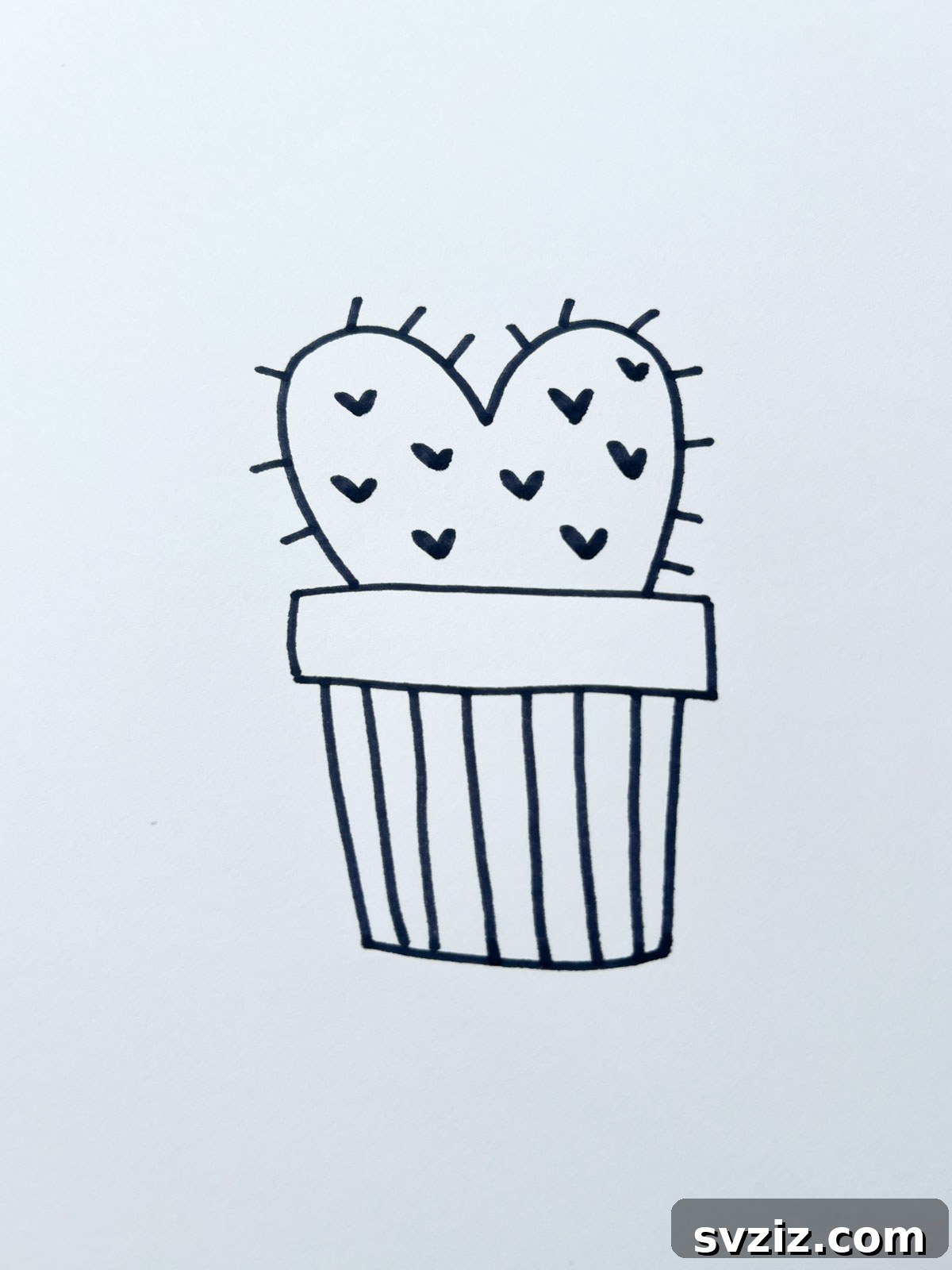 A quirky cactus drawing shaped like a heart, adding a touch of love to a prickly plant.