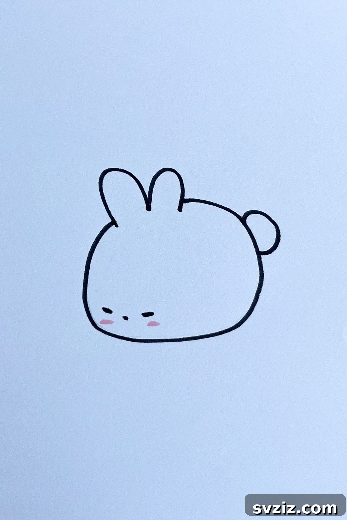 Effortless Anime Art: 31 Drawing Prompts 11 A cute anime drawing of a blushing bunny with large, innocent eyes and rosy cheeks, perfect for practicing kawaii expressions.