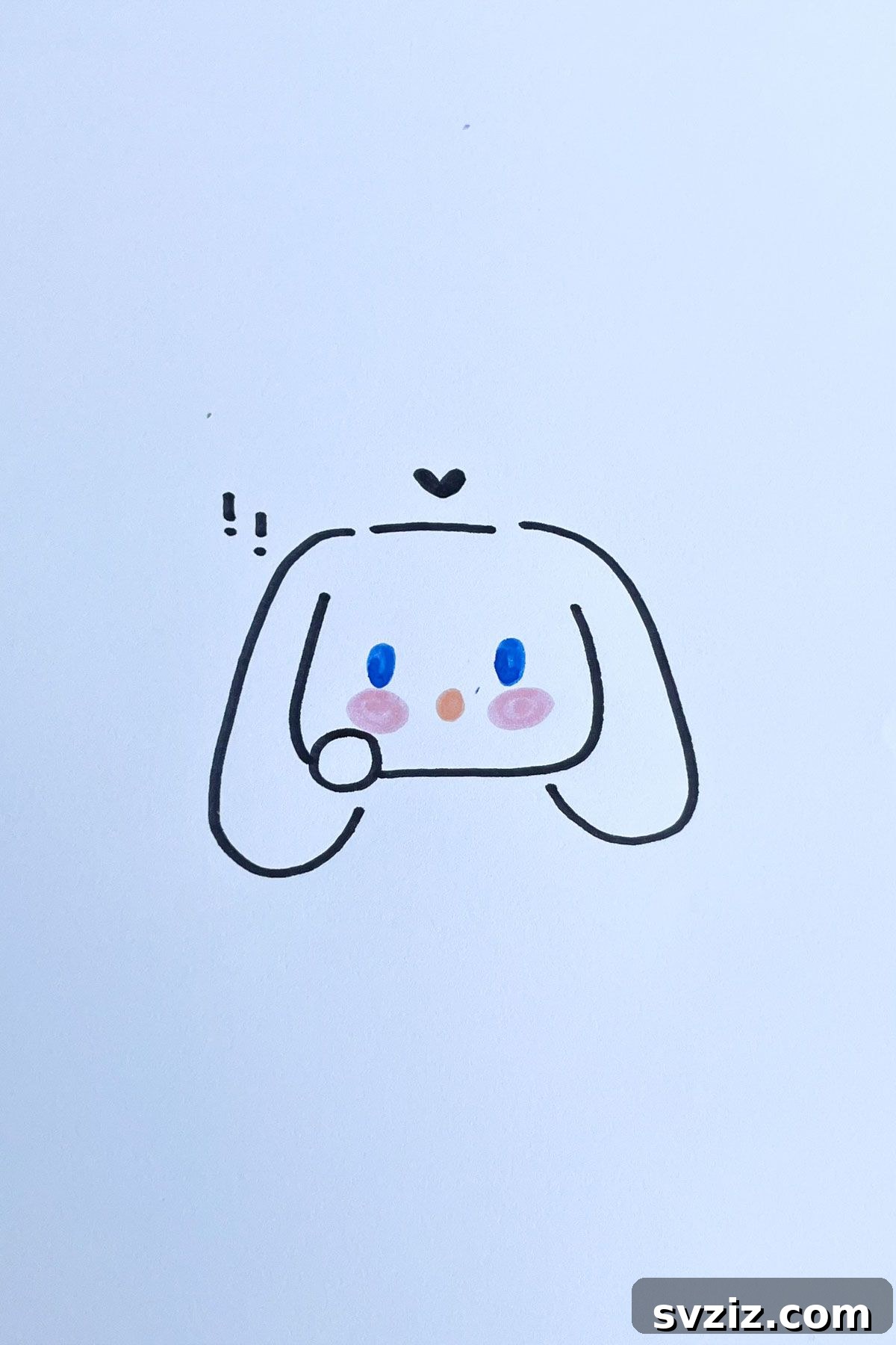 Effortless Anime Art: 31 Drawing Prompts 14 Anime drawing of Cinnamoroll, the Sanrio character, depicted as a white puppy with long ears and a curly tail, looking cheerful and sweet.