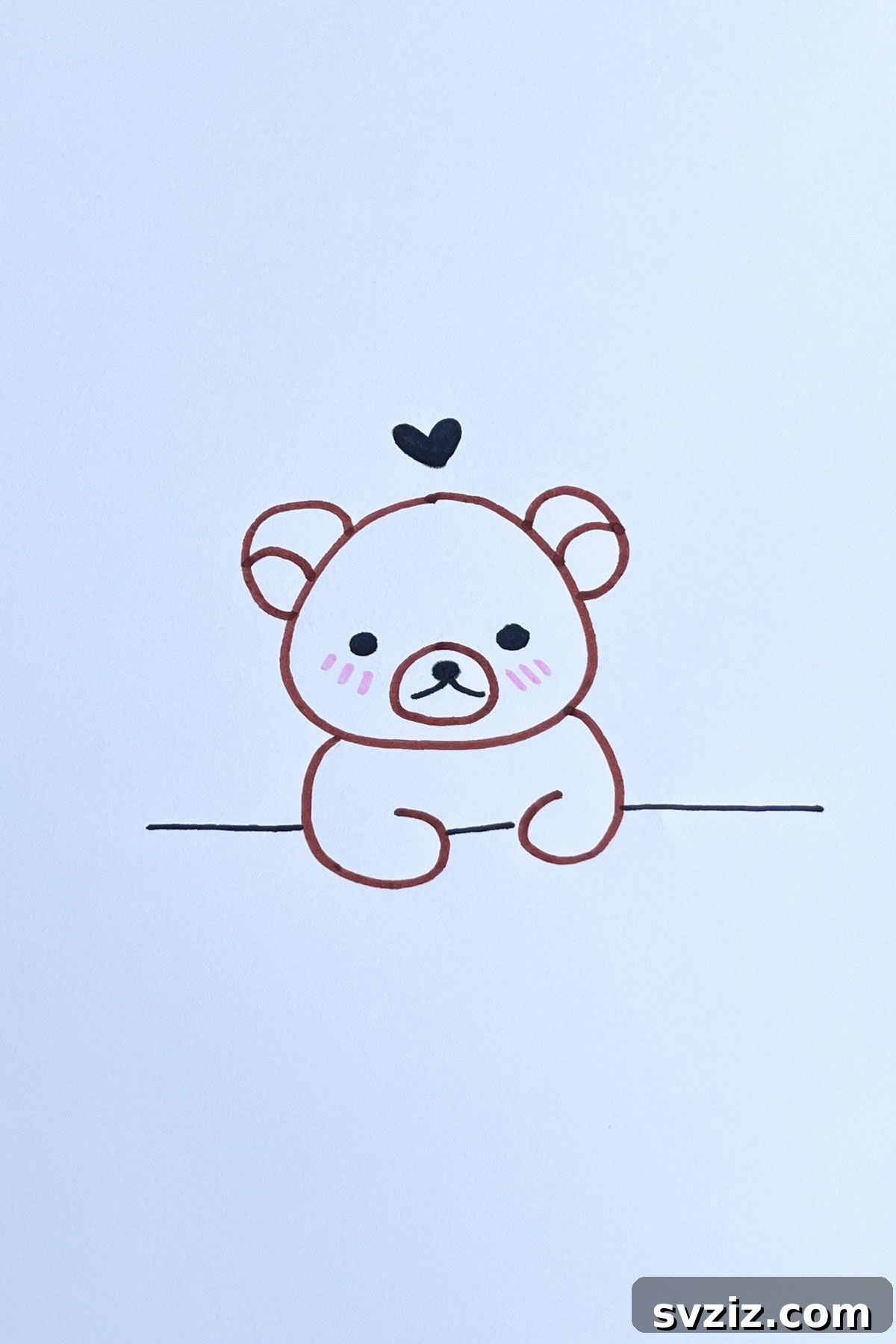Effortless Anime Art: 31 Drawing Prompts 3 A simple anime-style drawing of a teddy bear with large, innocent eyes and a soft blush, perfect for beginner anime artists.