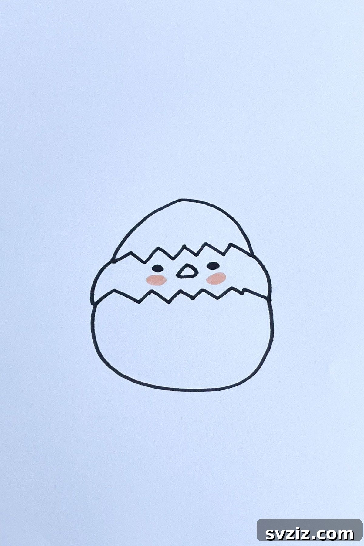 Effortless Anime Art: 31 Drawing Prompts 4 An anime-style drawing of a cracking egg with a cute baby chick peeking out, representing movement and new beginnings.