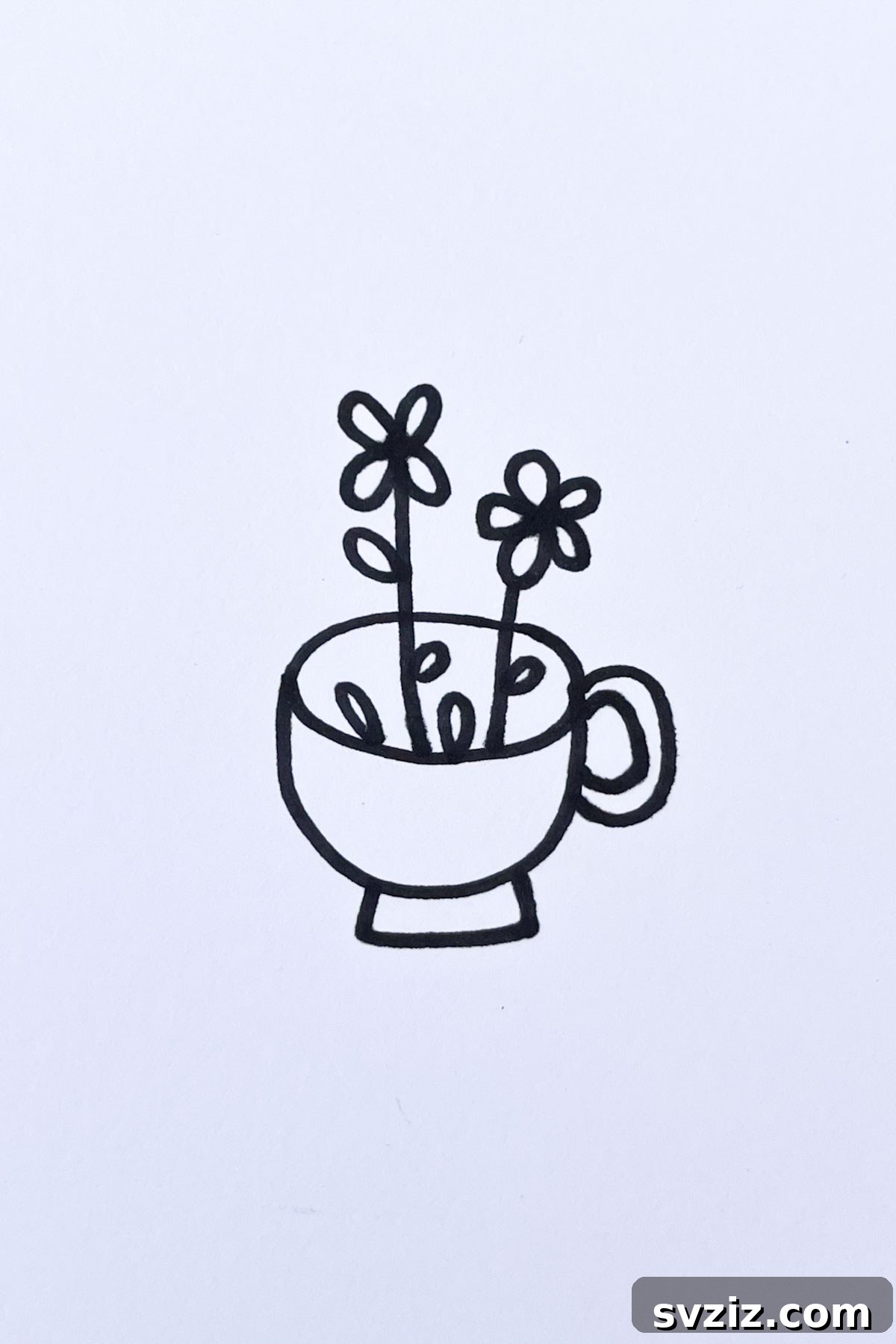 tea cup flower drawing