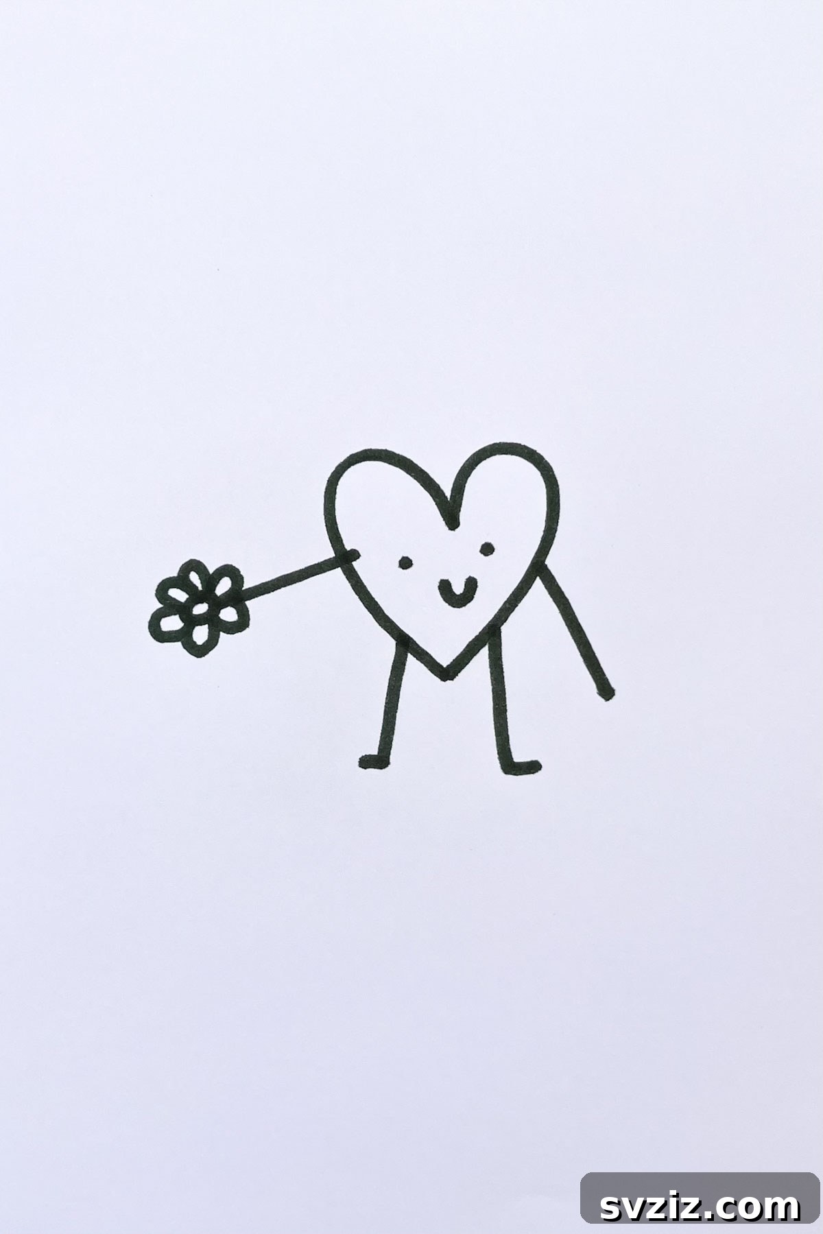 heart holding flower drawing