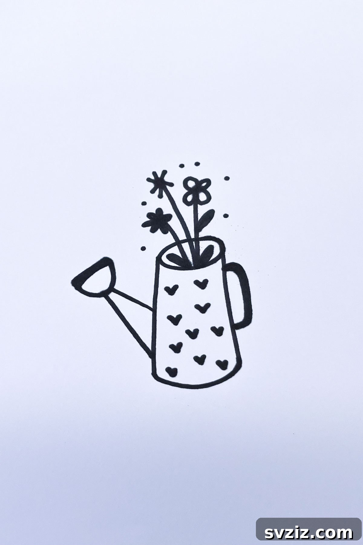 watering can flower drawing