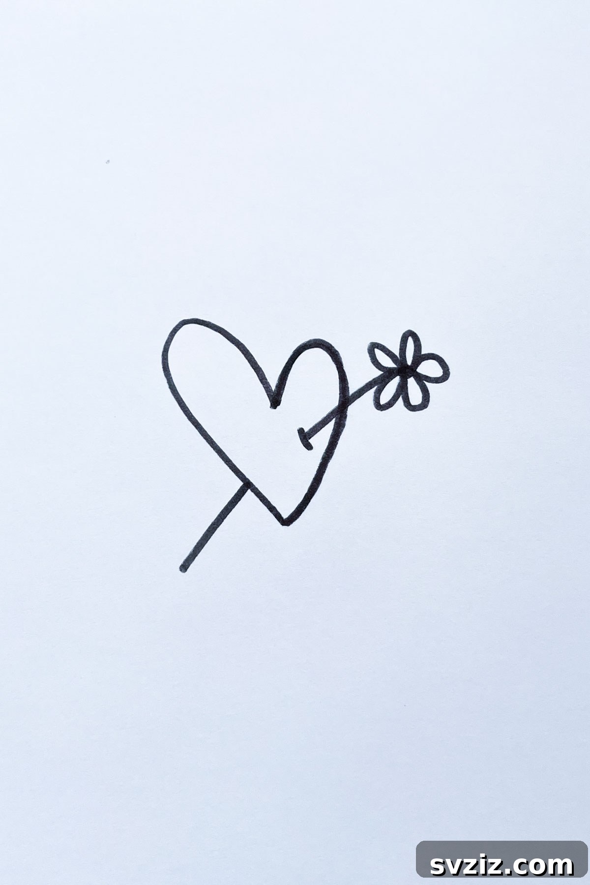 flower arrow in heart drawing
