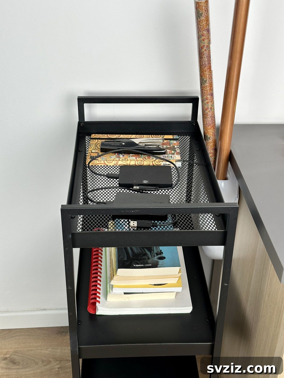Keep a Cart Next to the Desk for Additional Storage Space