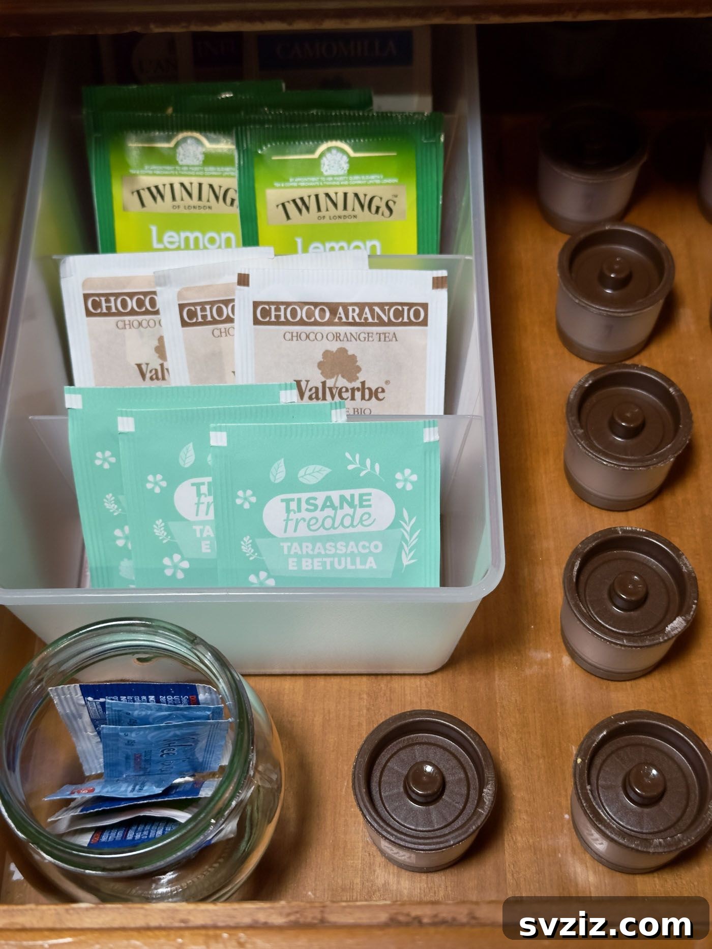 21 Creative Kitchen Organization Ideas 13 Coffee and tea drawer organized with small baskets