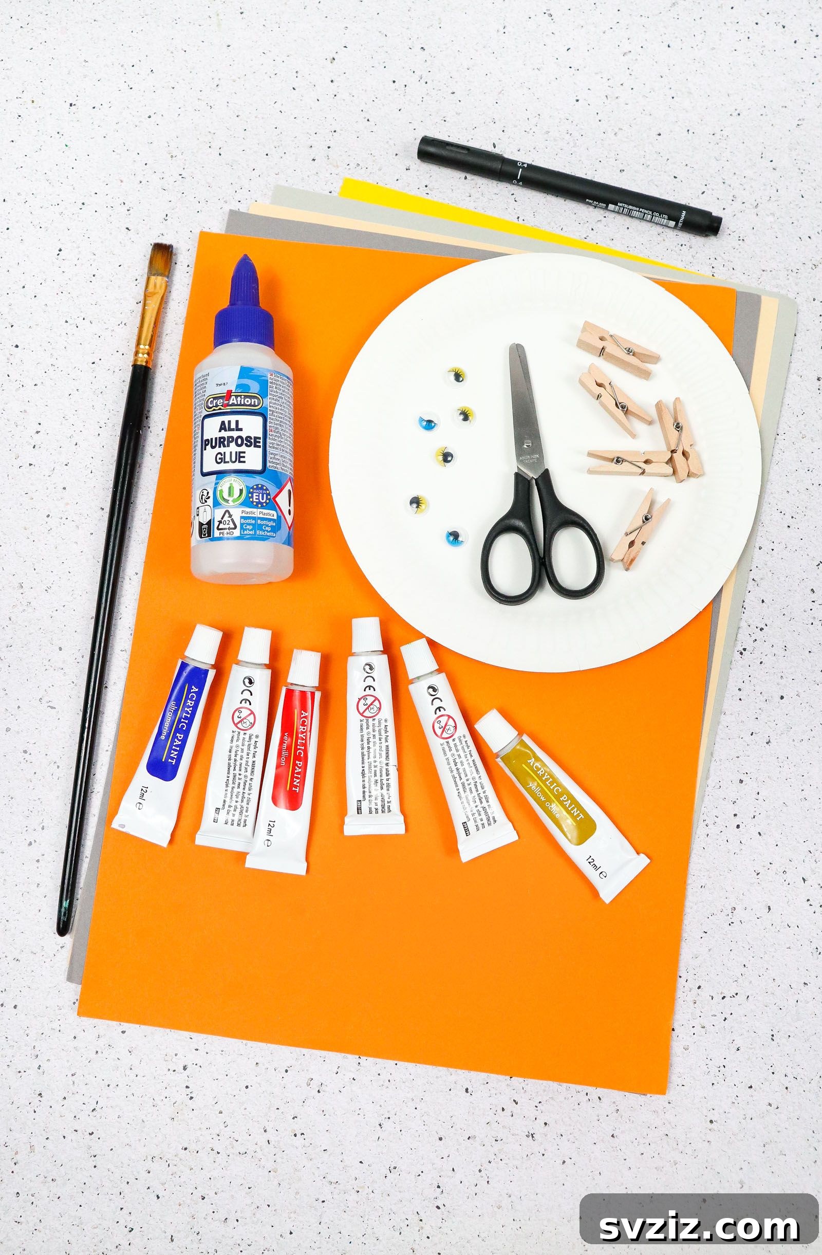 craft supplies for Paper Plate Dinosaurs