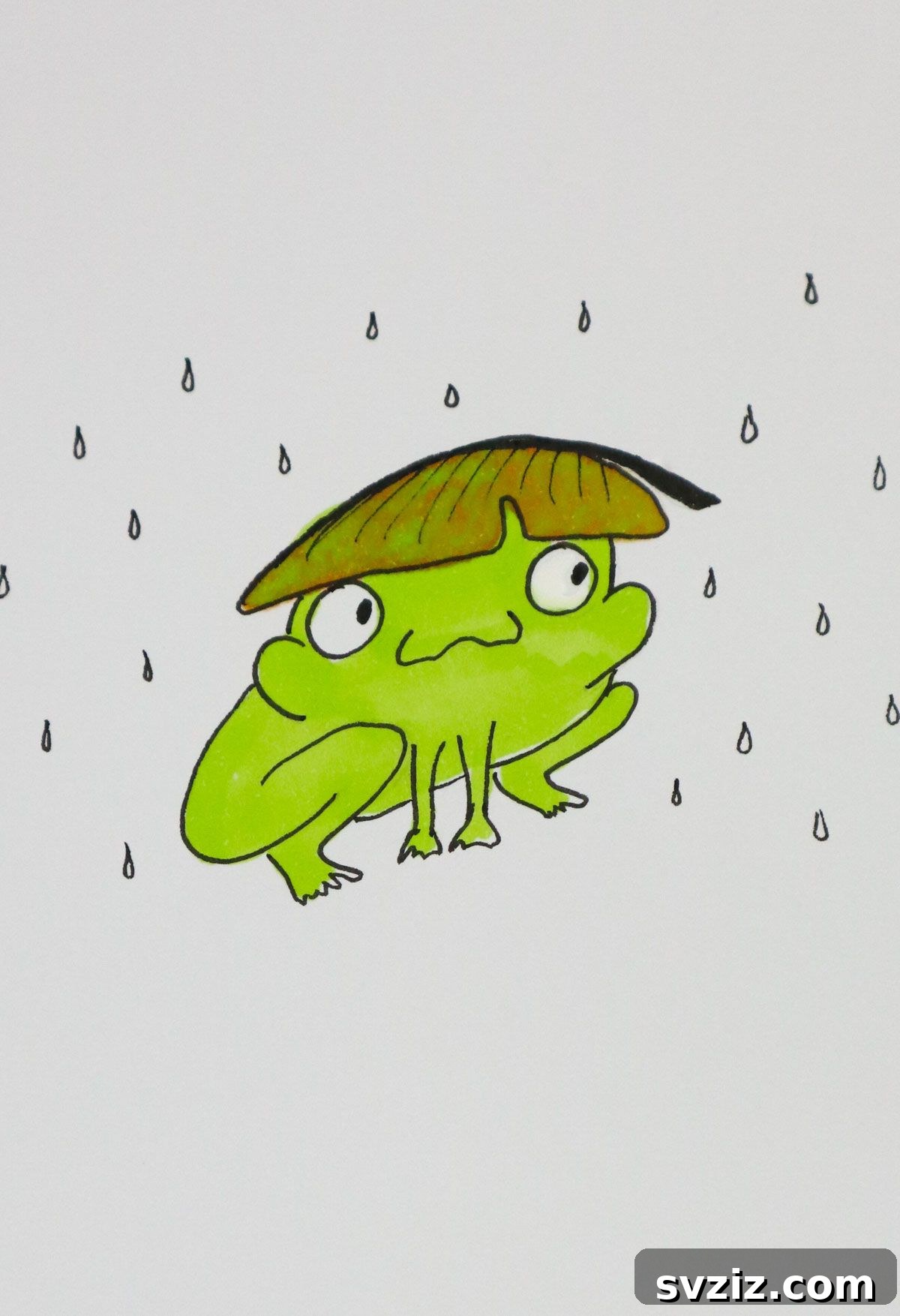 Ribbit & Sketch: 25 Delightful Frog Art Ideas 11 leaf hat frog drawing