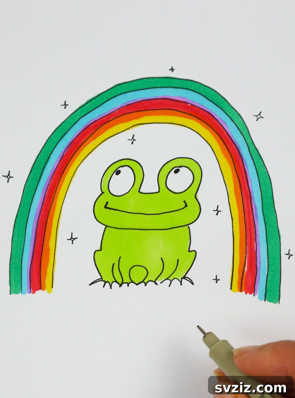 Ribbit & Sketch: 25 Delightful Frog Art Ideas 14 under the rainbow frog drawing