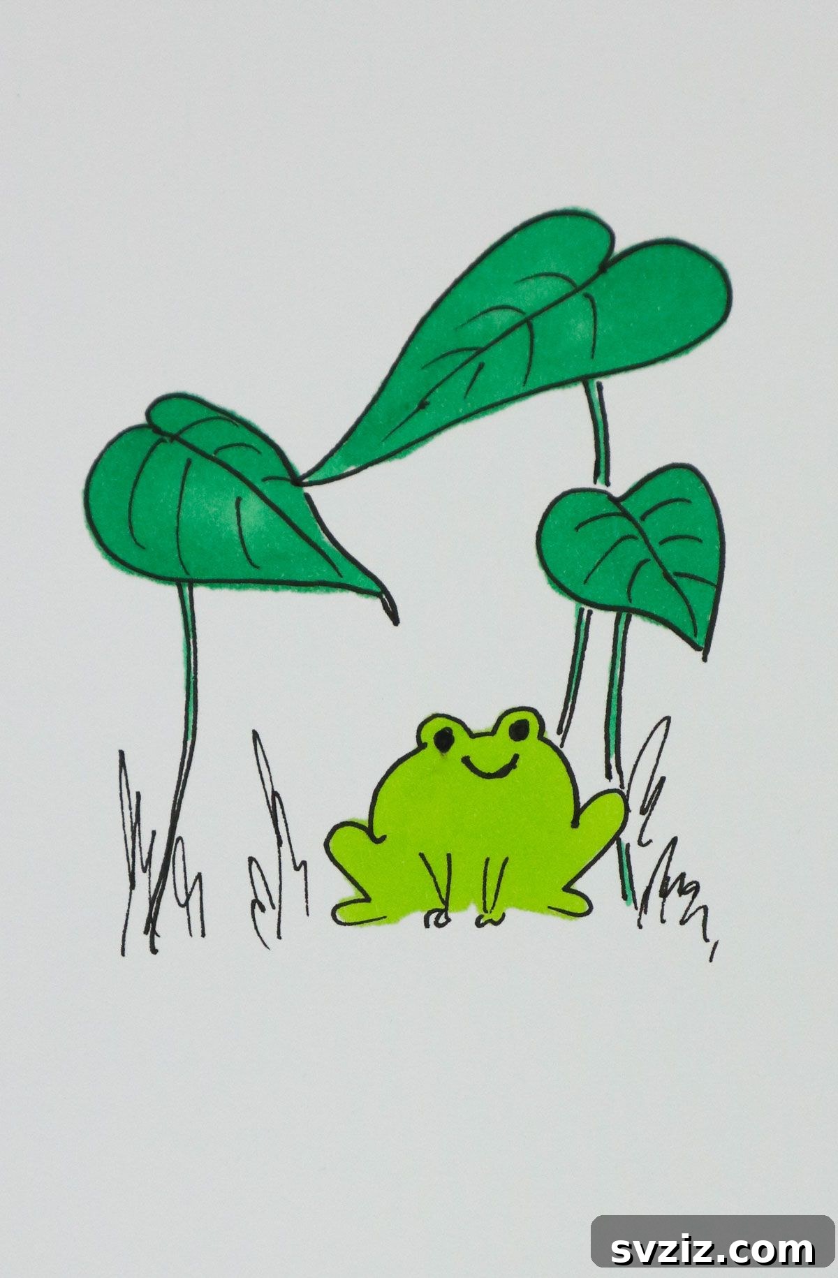 Ribbit & Sketch: 25 Delightful Frog Art Ideas 17 under the leaves frog drawing