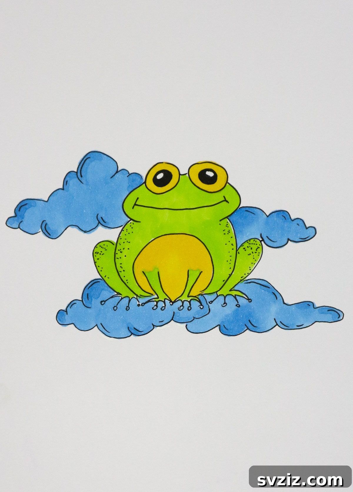 Ribbit & Sketch: 25 Delightful Frog Art Ideas 23 frog drawing on a cloud