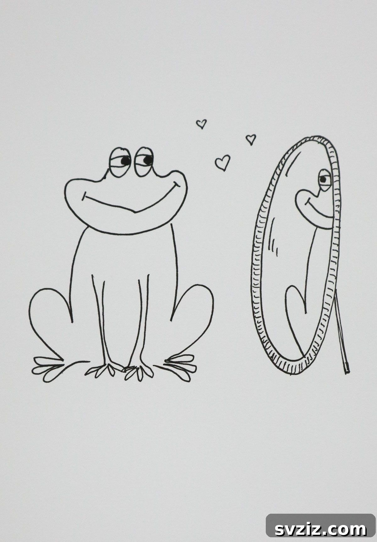 Ribbit & Sketch: 25 Delightful Frog Art Ideas 24 frog in the mirror drawing