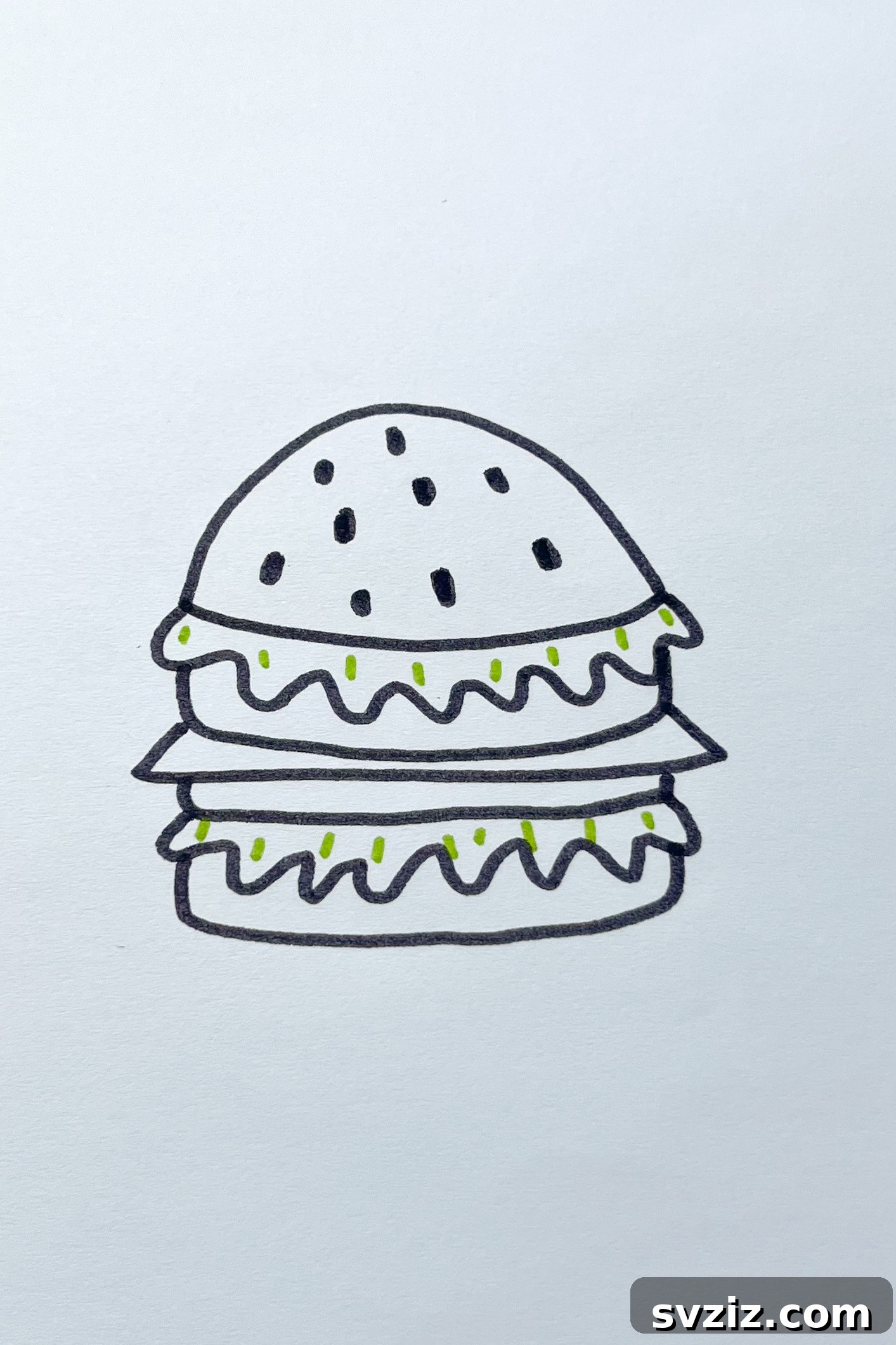 Whimsical Food Sketchbook Starters 12 burger drawing