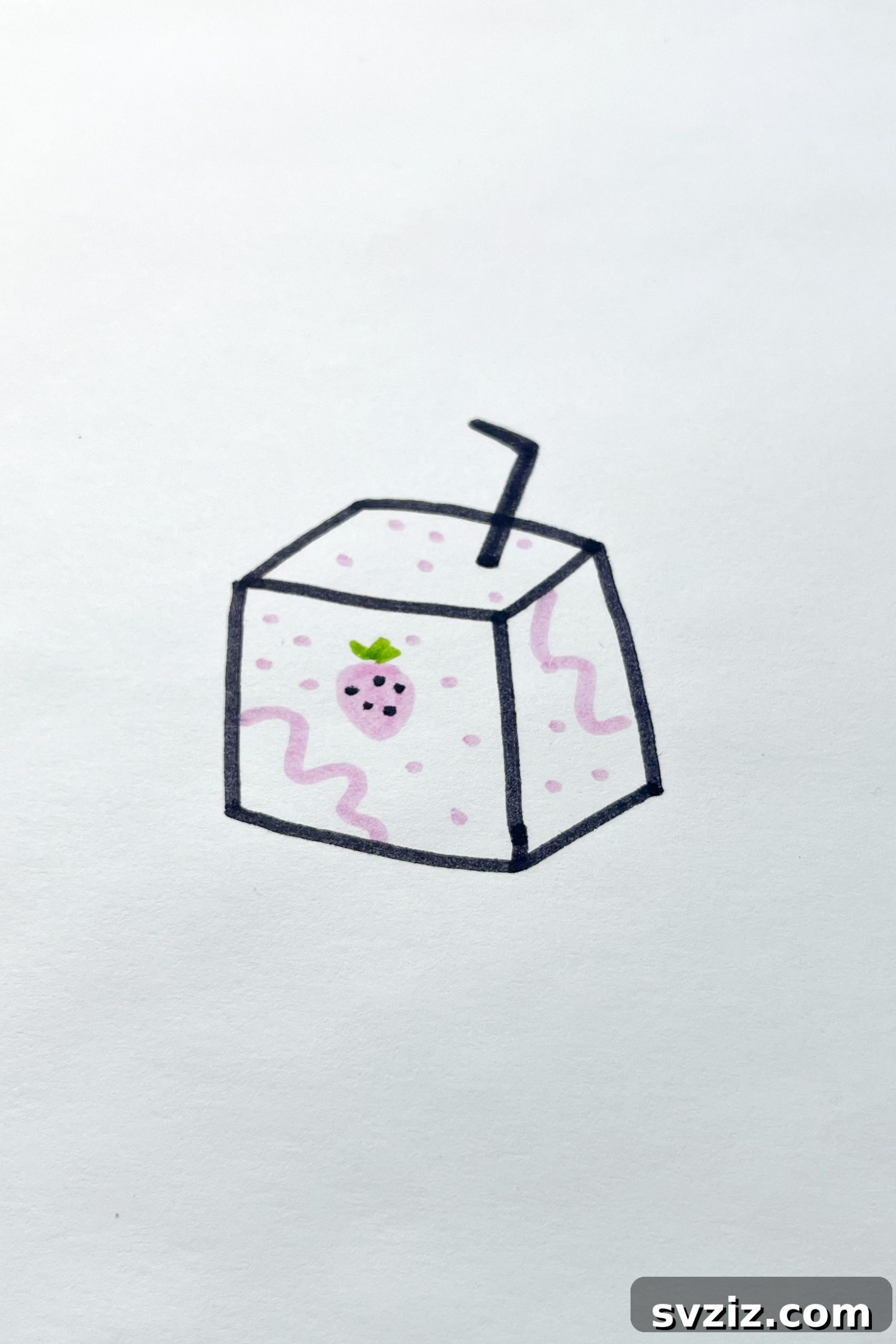 Whimsical Food Sketchbook Starters 24 strawberry milk drawing