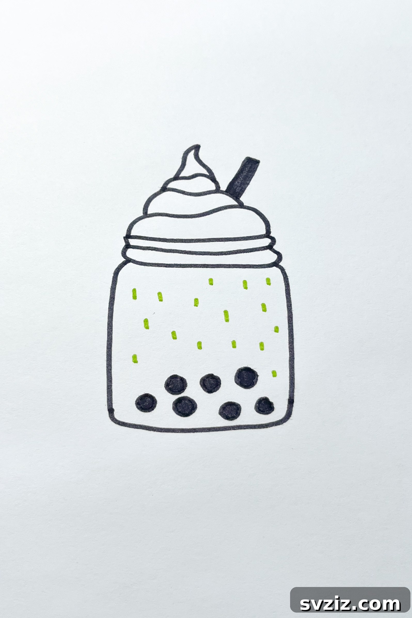 Whimsical Food Sketchbook Starters 31 matcha bubble tea drawing