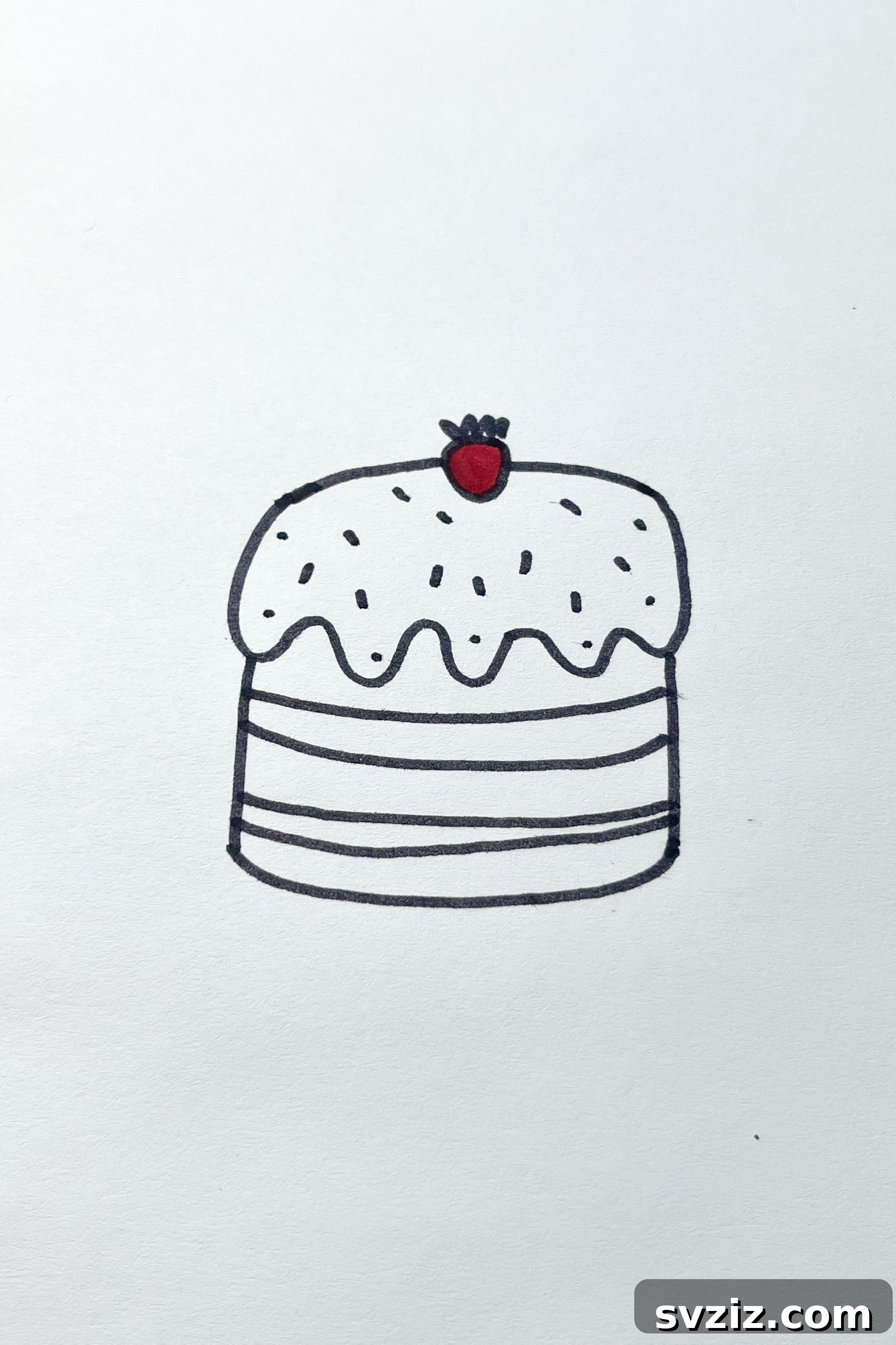 Whimsical Food Sketchbook Starters 5 strawberry cake drawing