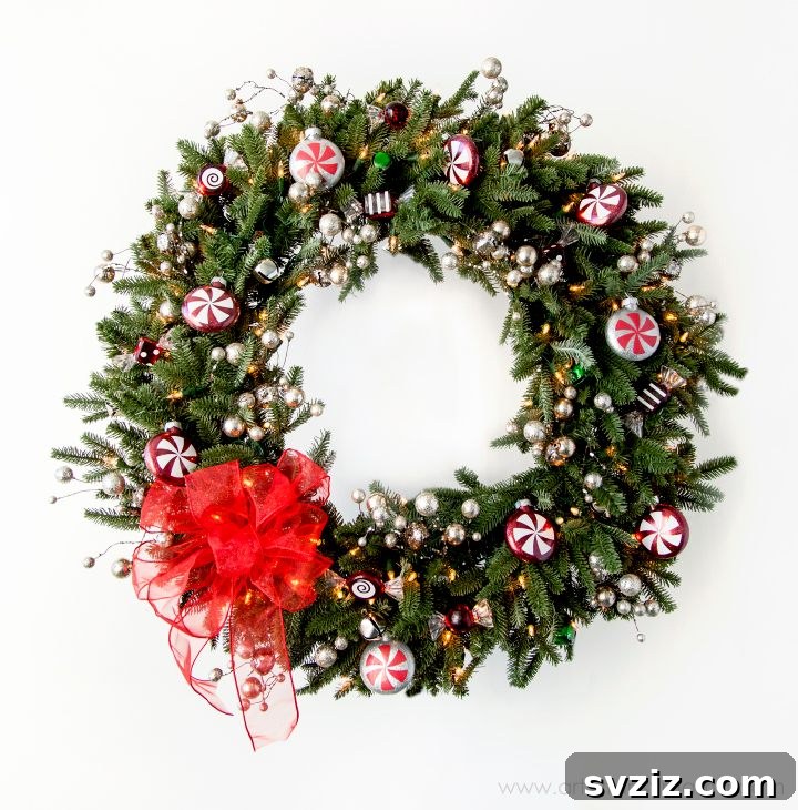 20 Distinctive Christmas Wreath Inspirations 7 peppermint candy Christmas wreath