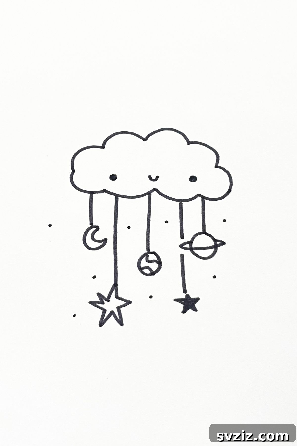 31 Cosmic Drawing Inspirations 12 Creative planet mobile drawing idea for celestial decor