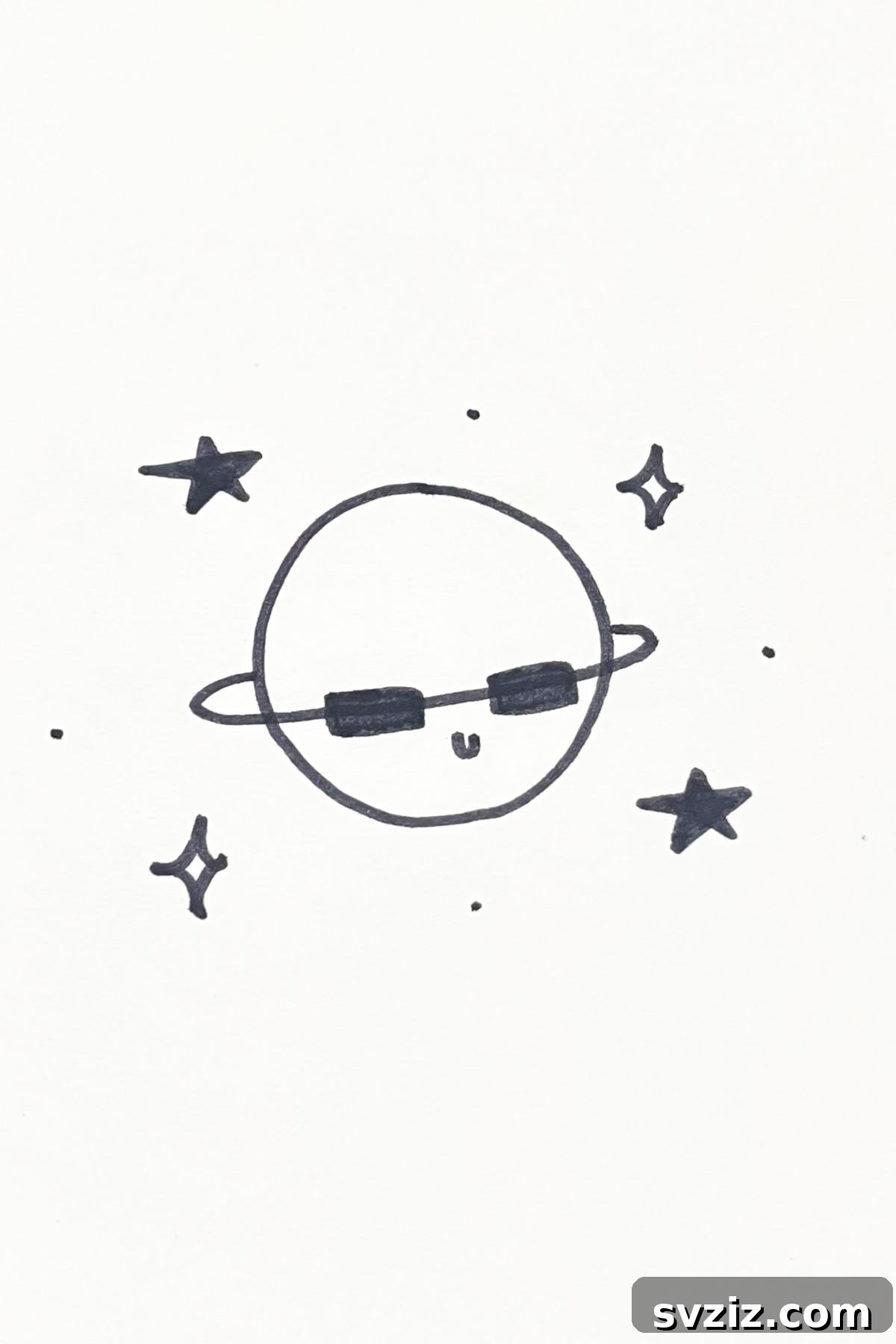 31 Cosmic Drawing Inspirations 13 Funny Saturn drawing idea wearing sunglasses
