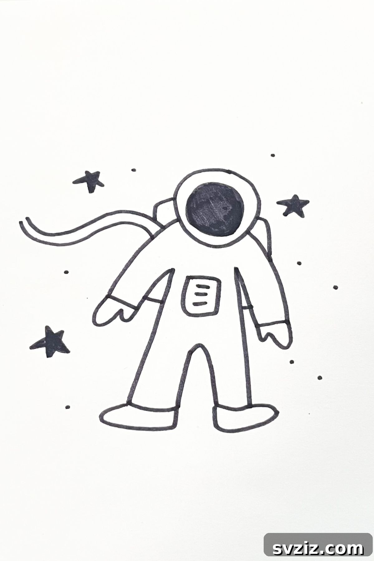 31 Cosmic Drawing Inspirations 17 Heroic astronaut drawing idea floating in space