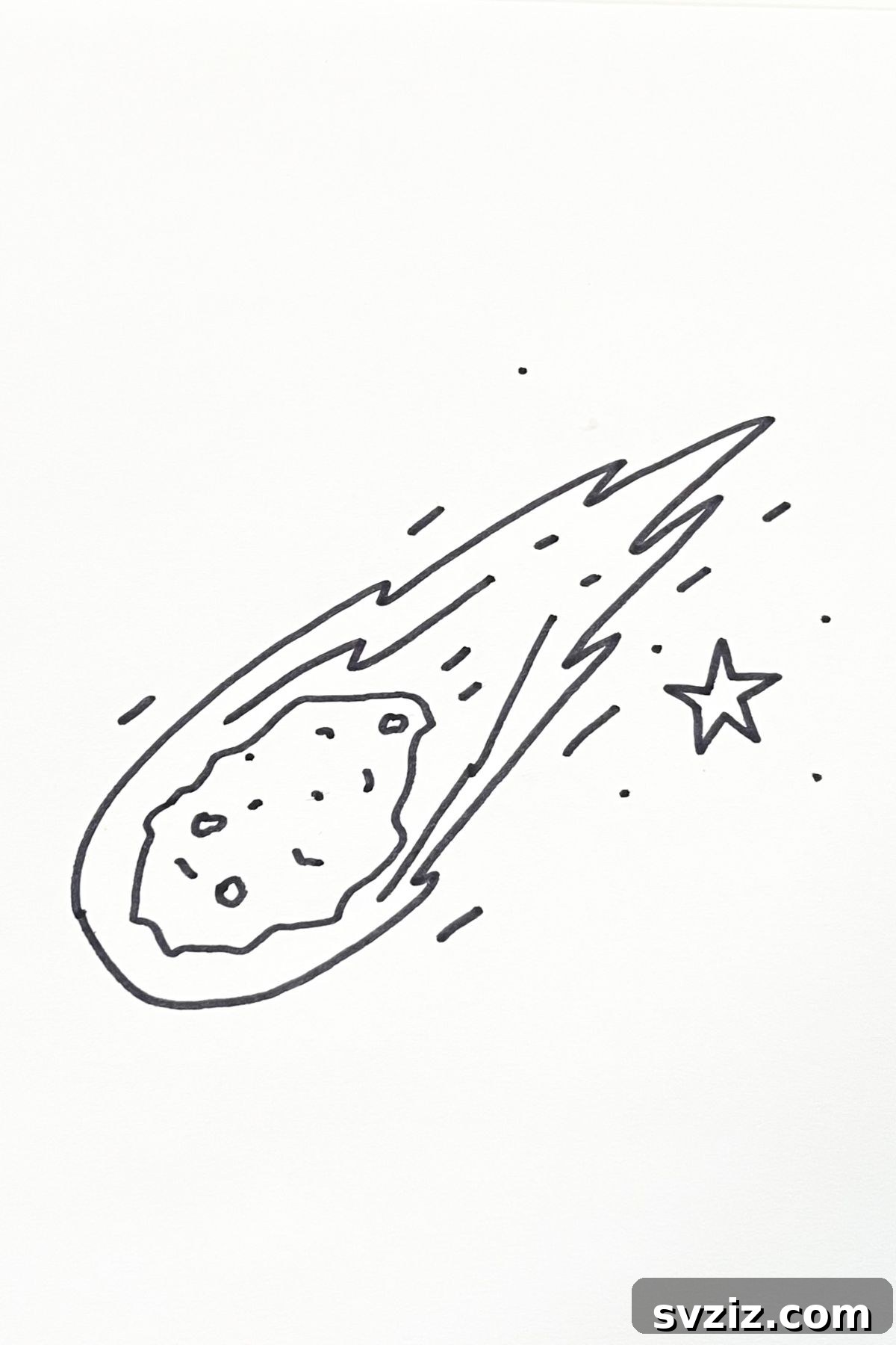 31 Cosmic Drawing Inspirations 19 Dramatic asteroid drawing idea with motion lines