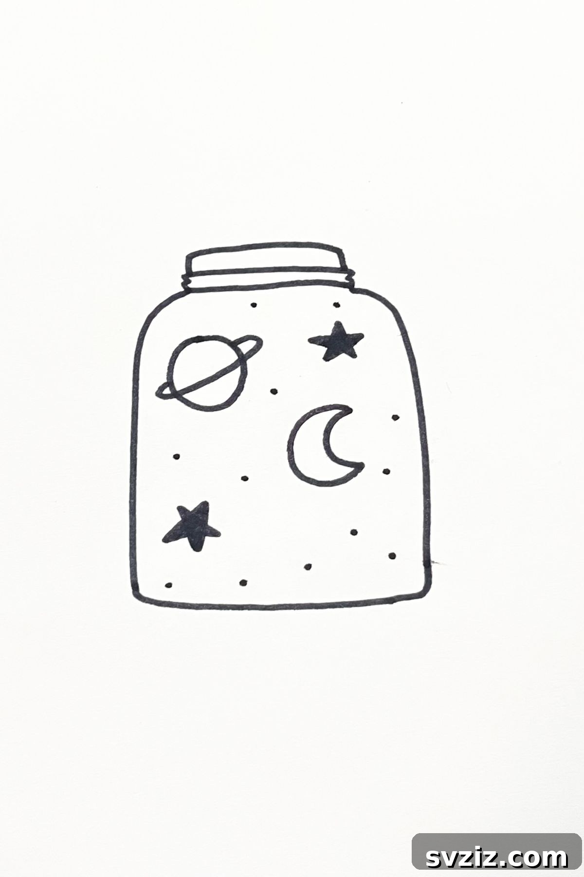 31 Cosmic Drawing Inspirations 24 Fantasy universe in a jar drawing idea