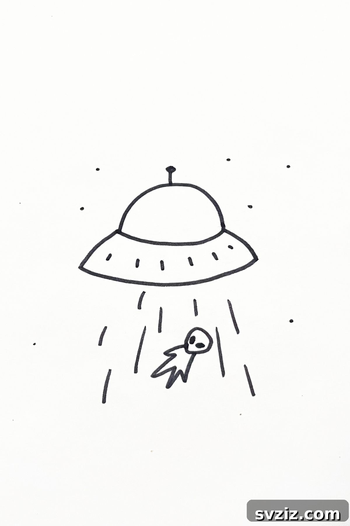31 Cosmic Drawing Inspirations 25 Dramatic alien abduction drawing idea with UFO