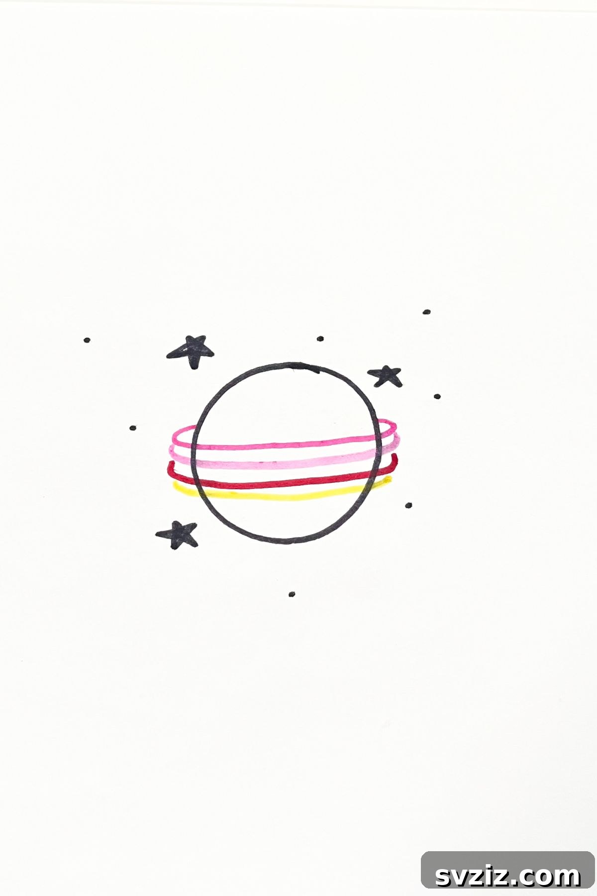 31 Cosmic Drawing Inspirations 9 Creative drawing idea of planets with colorful rings