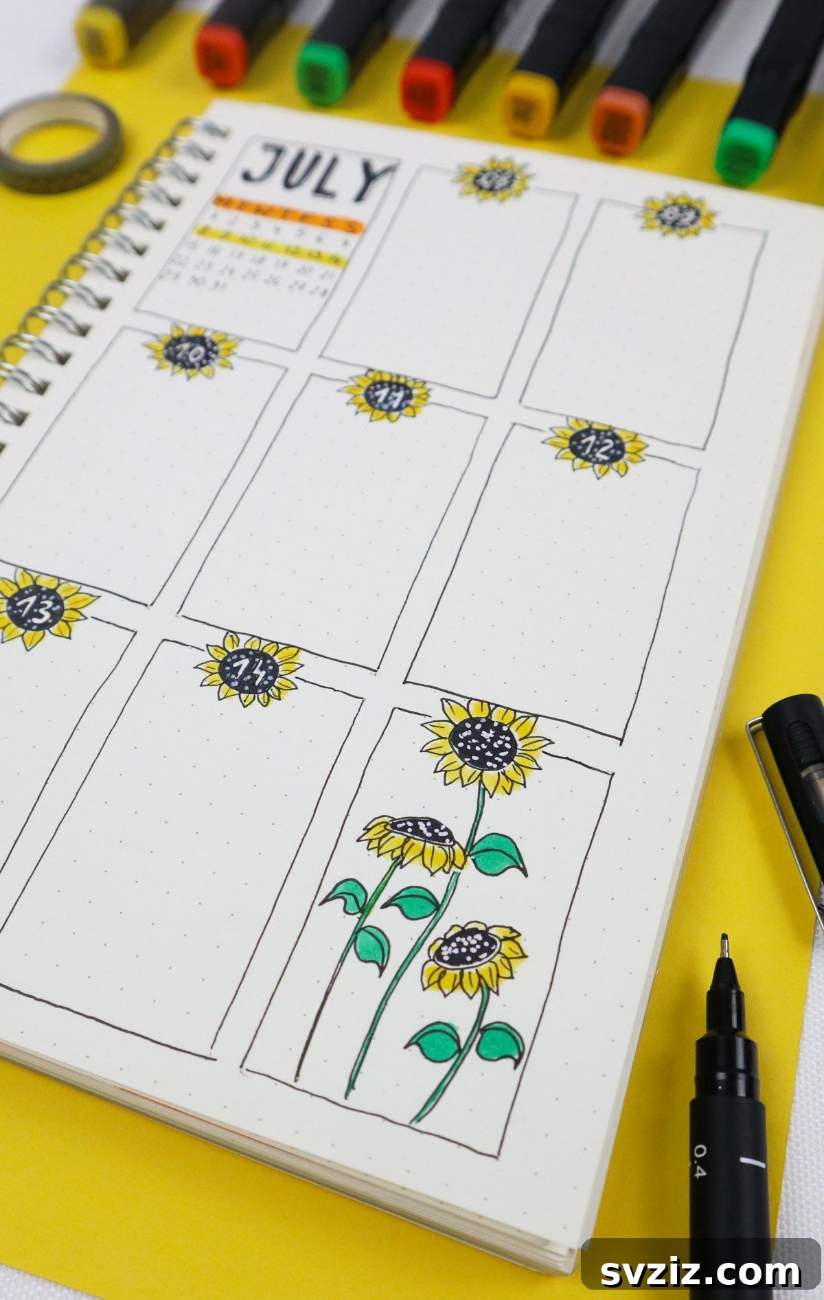 25 Radiant Sunflower Bullet Journal Designs 14 bullet journal Daily Agenda