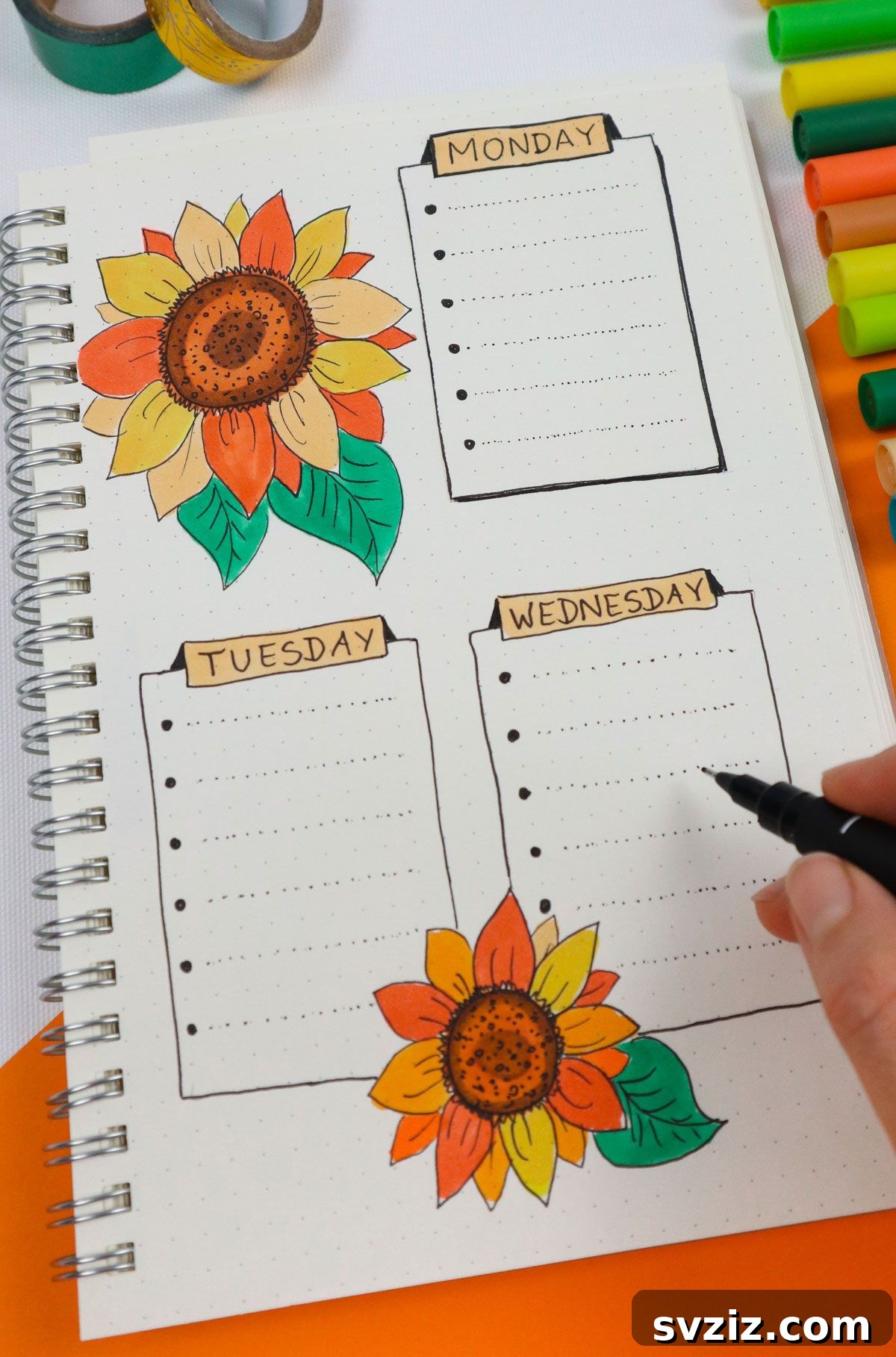 25 Radiant Sunflower Bullet Journal Designs 16 bullet journal Daily To-Do List