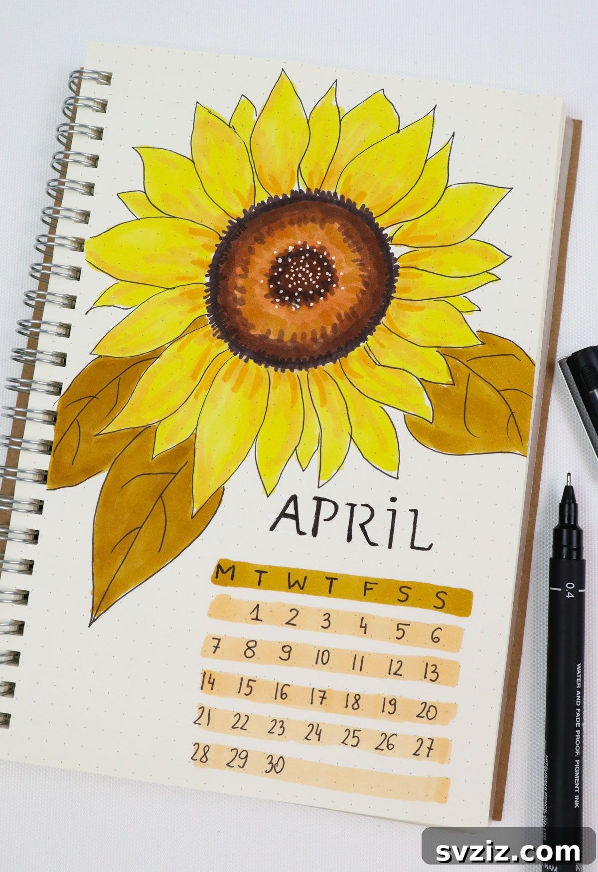 25 Radiant Sunflower Bullet Journal Designs 17 bujo Monthly Cover Page