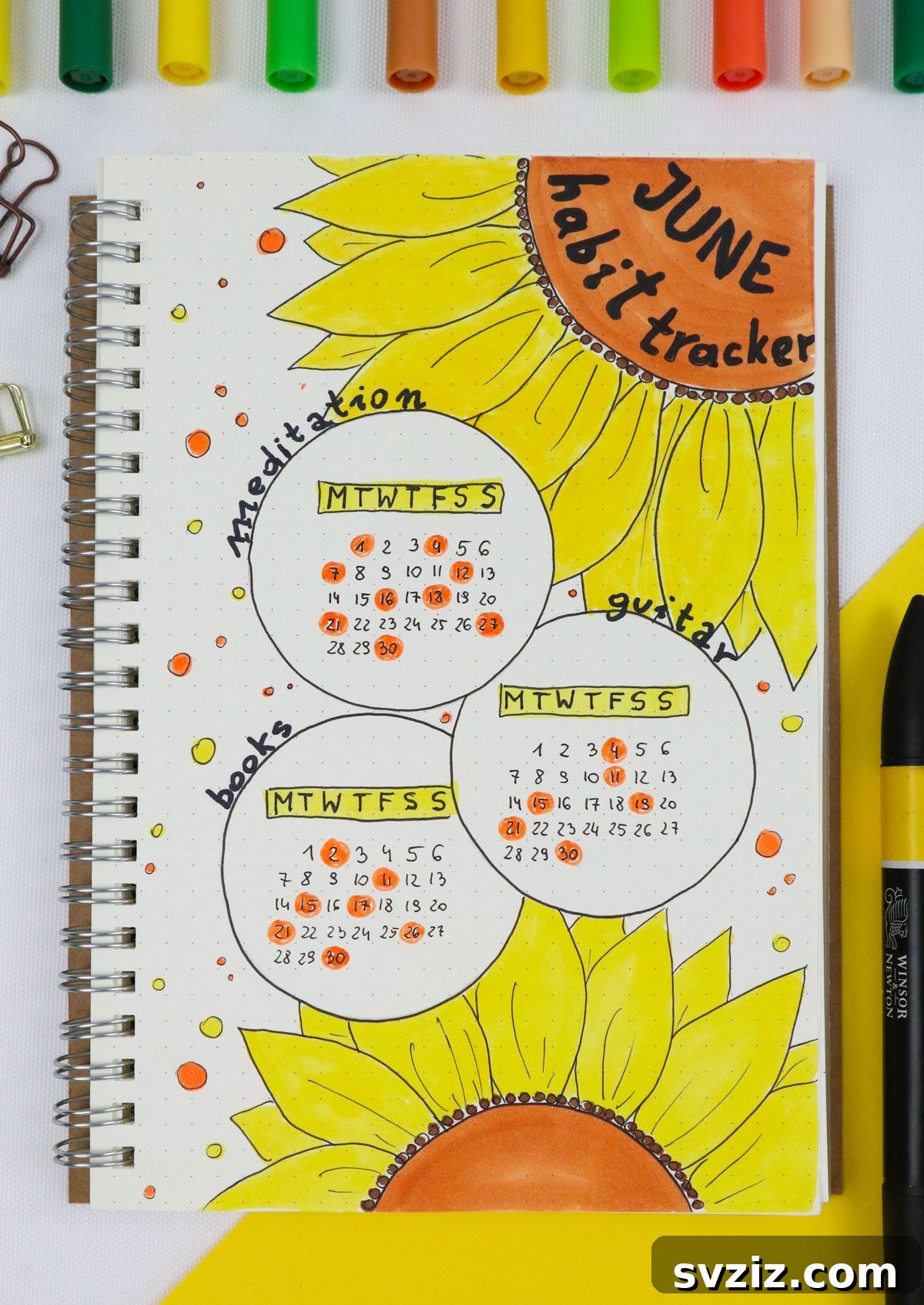 25 Radiant Sunflower Bullet Journal Designs 20 bujo Habit Tracker