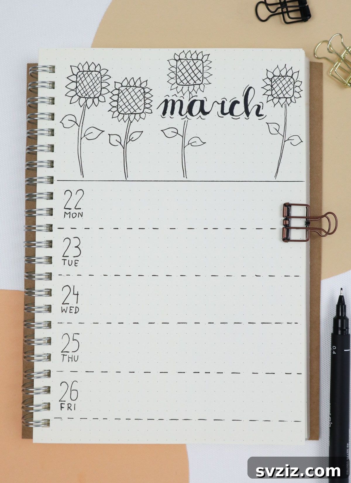 25 Radiant Sunflower Bullet Journal Designs 24 bujo Minimalistic Agenda