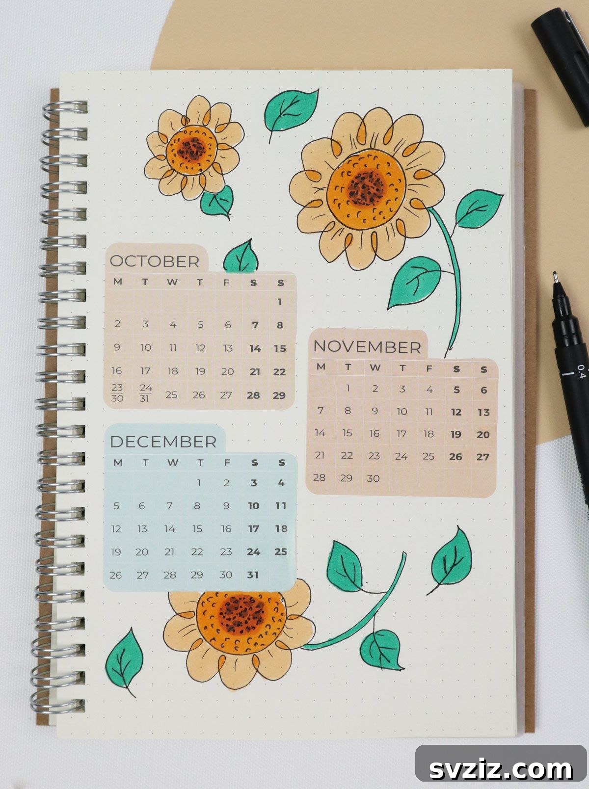 25 Radiant Sunflower Bullet Journal Designs 26 Seasonal Calendar