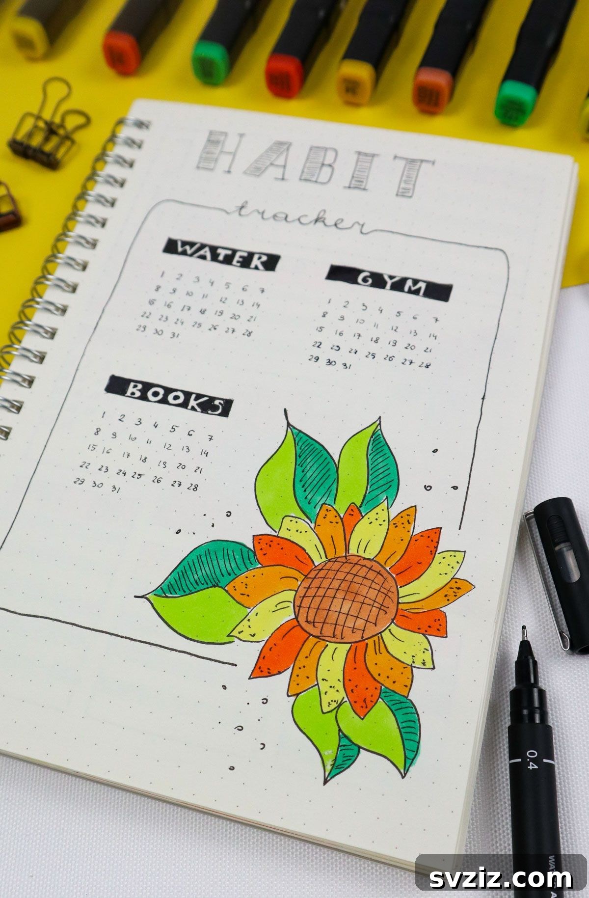 25 Radiant Sunflower Bullet Journal Designs 10 bullet journal Habit Tracker