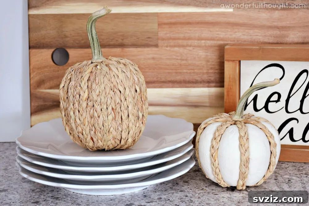 31 Bohemian Living Room Inspirations 10 Braided Raffia Pumpkins